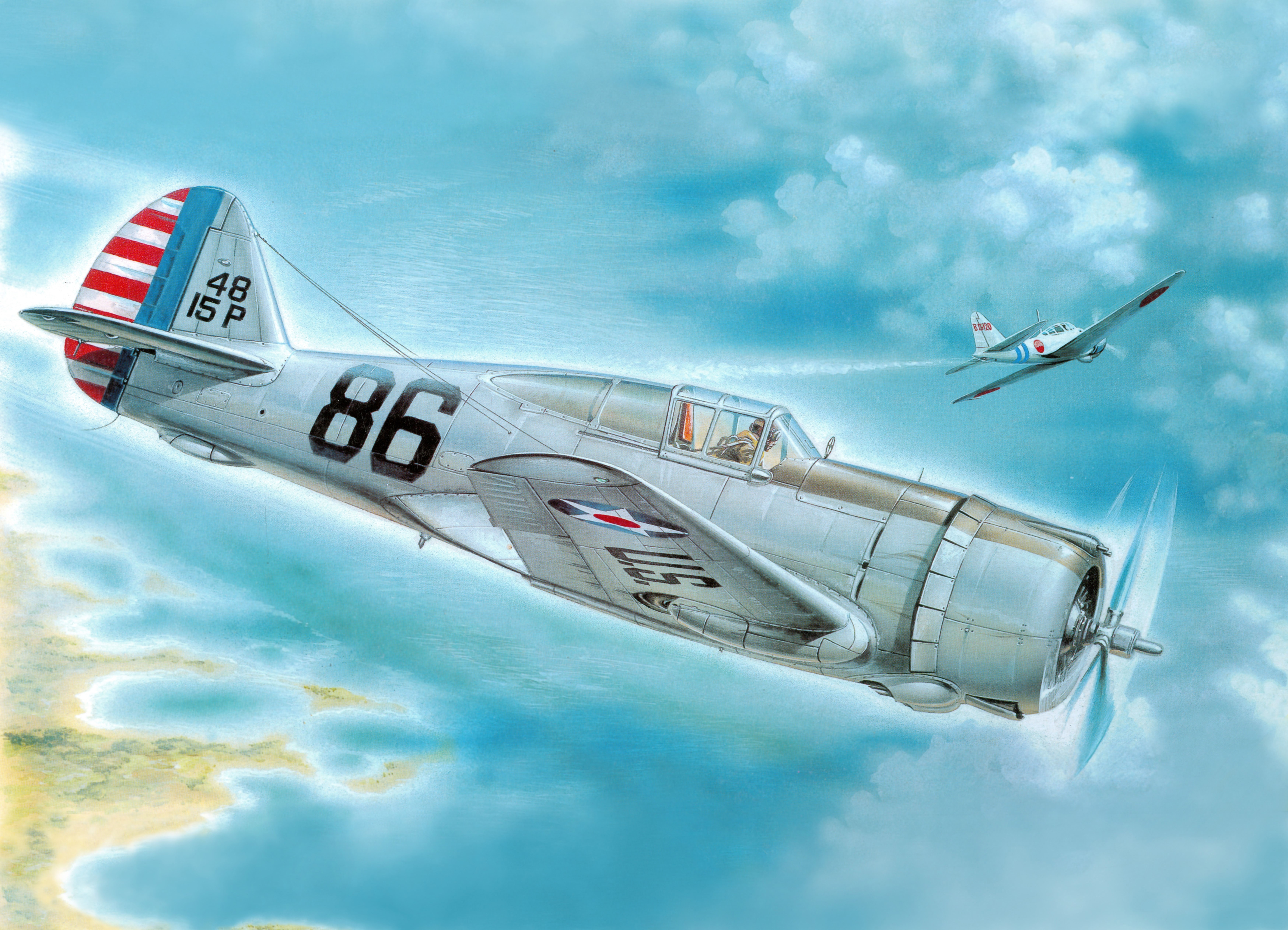 Curtiss P-36A "Pearl Harbor Defender" Airplane Painting HD Wallpaper