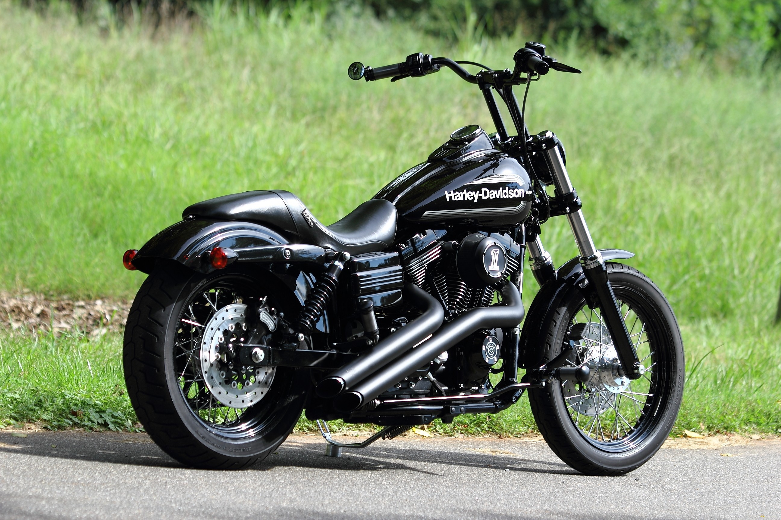 Black Harley-Davidson Motorcycle on Road HD Wallpaper