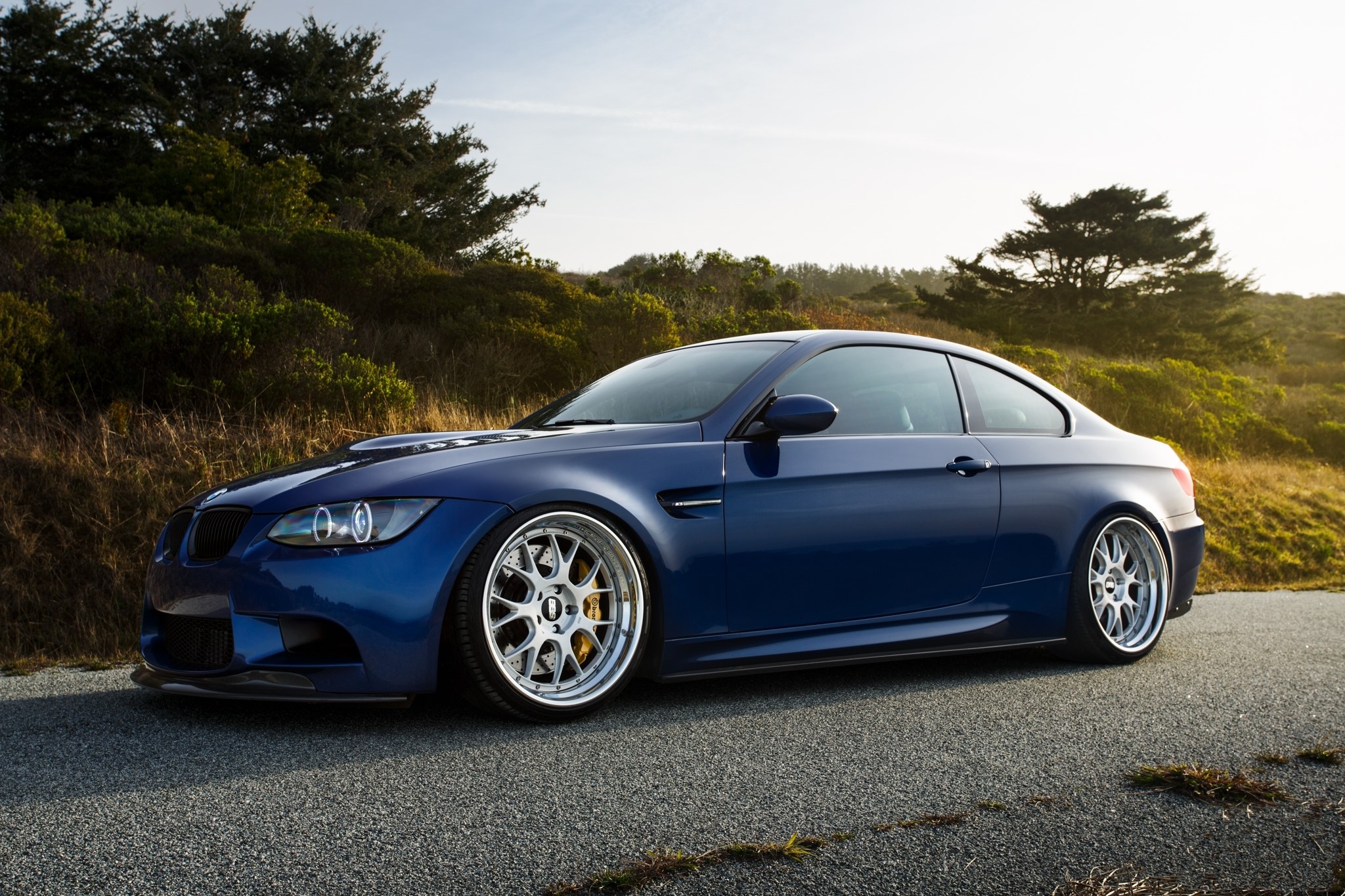 Blue BMW M3 E92 Coupe on a Road HD Wallpaper