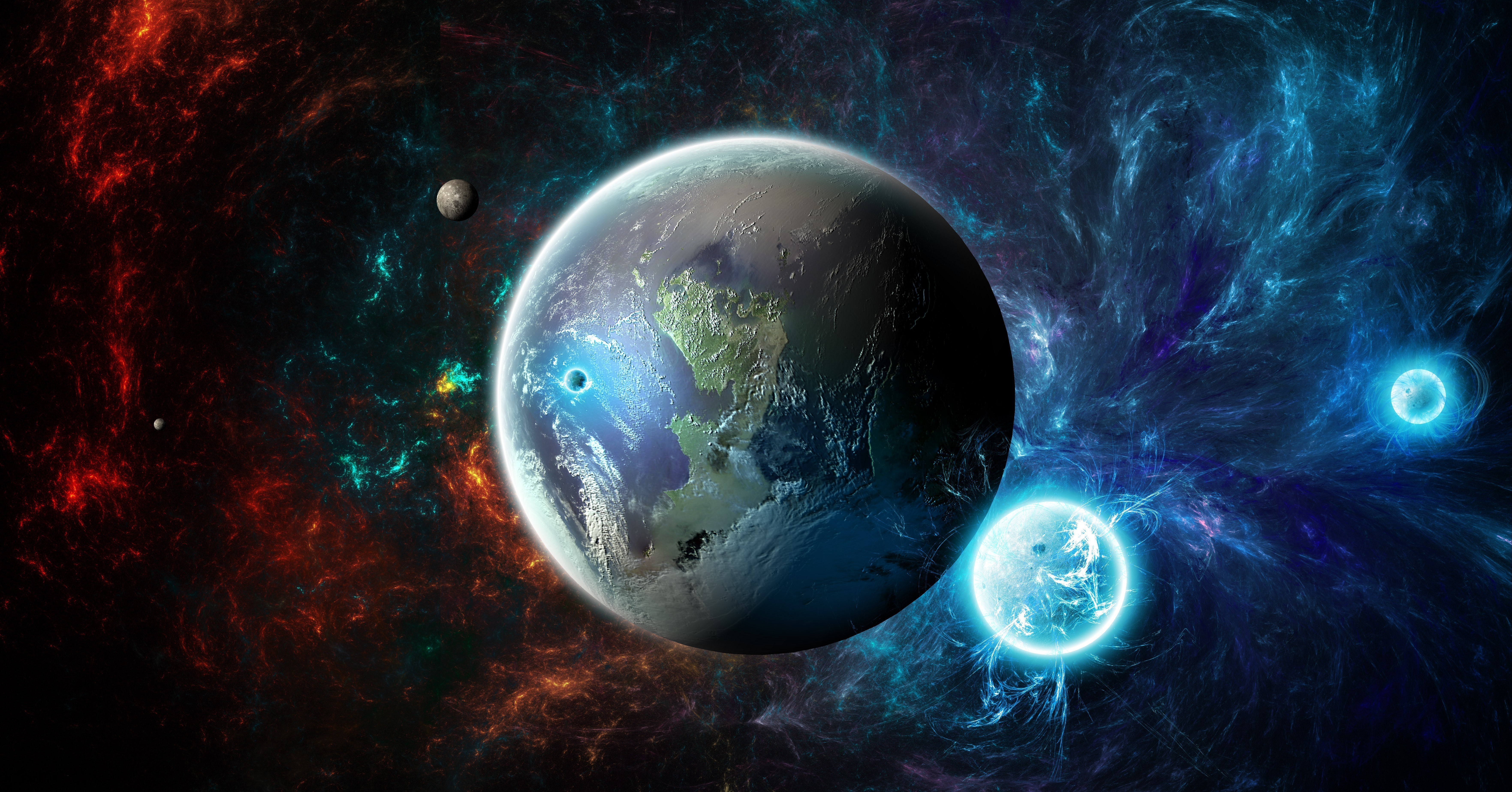 Planets and nebulae in space HD Wallpaper