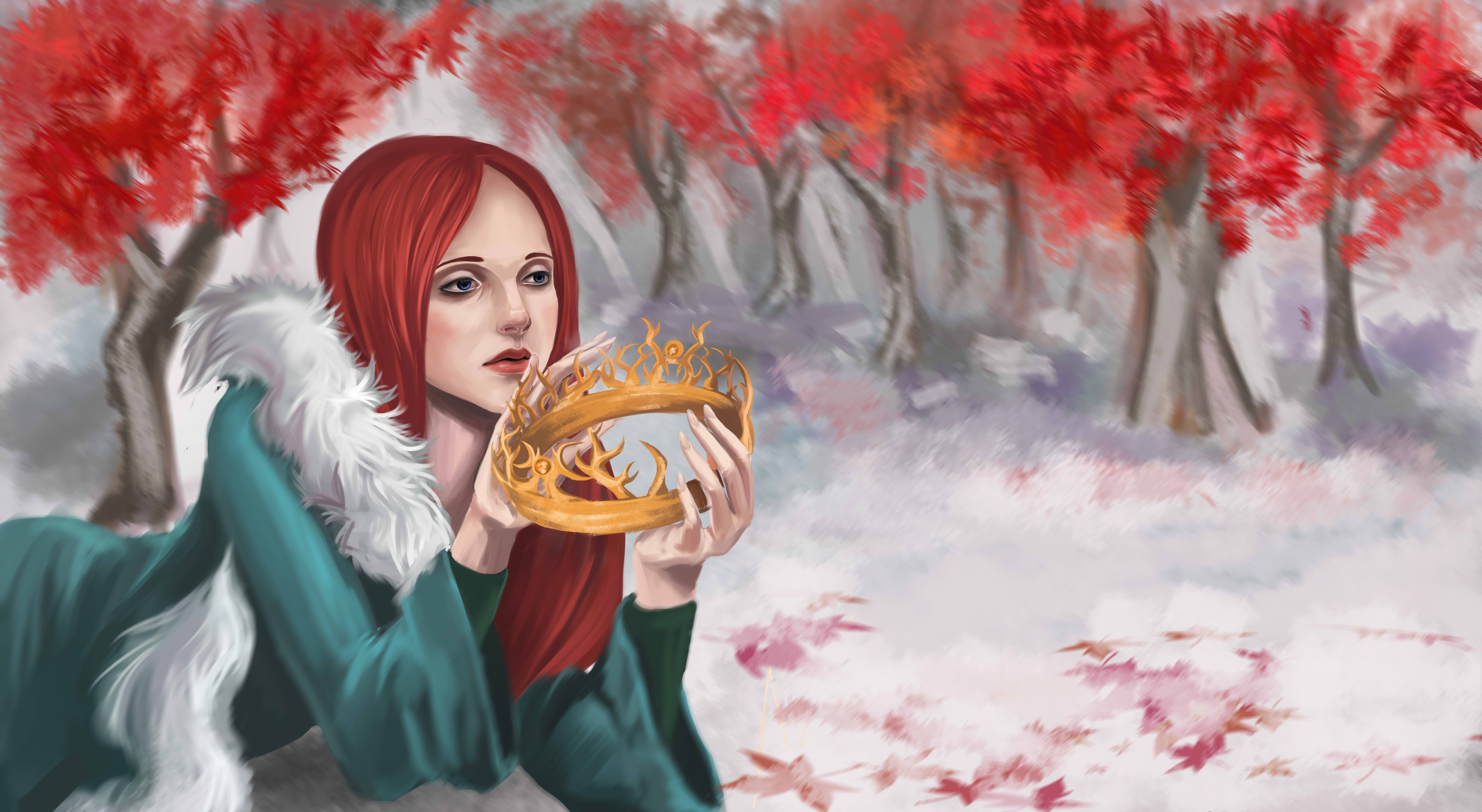 Sansa Stark from Game of Thrones holding a crown HD Wallpaper