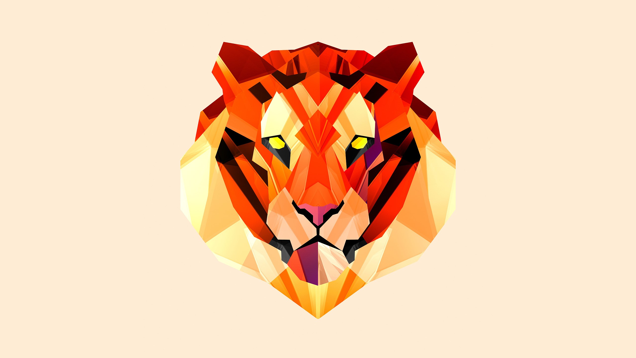 Geometric Tiger Head by Justin Maller HD Wallpaper
