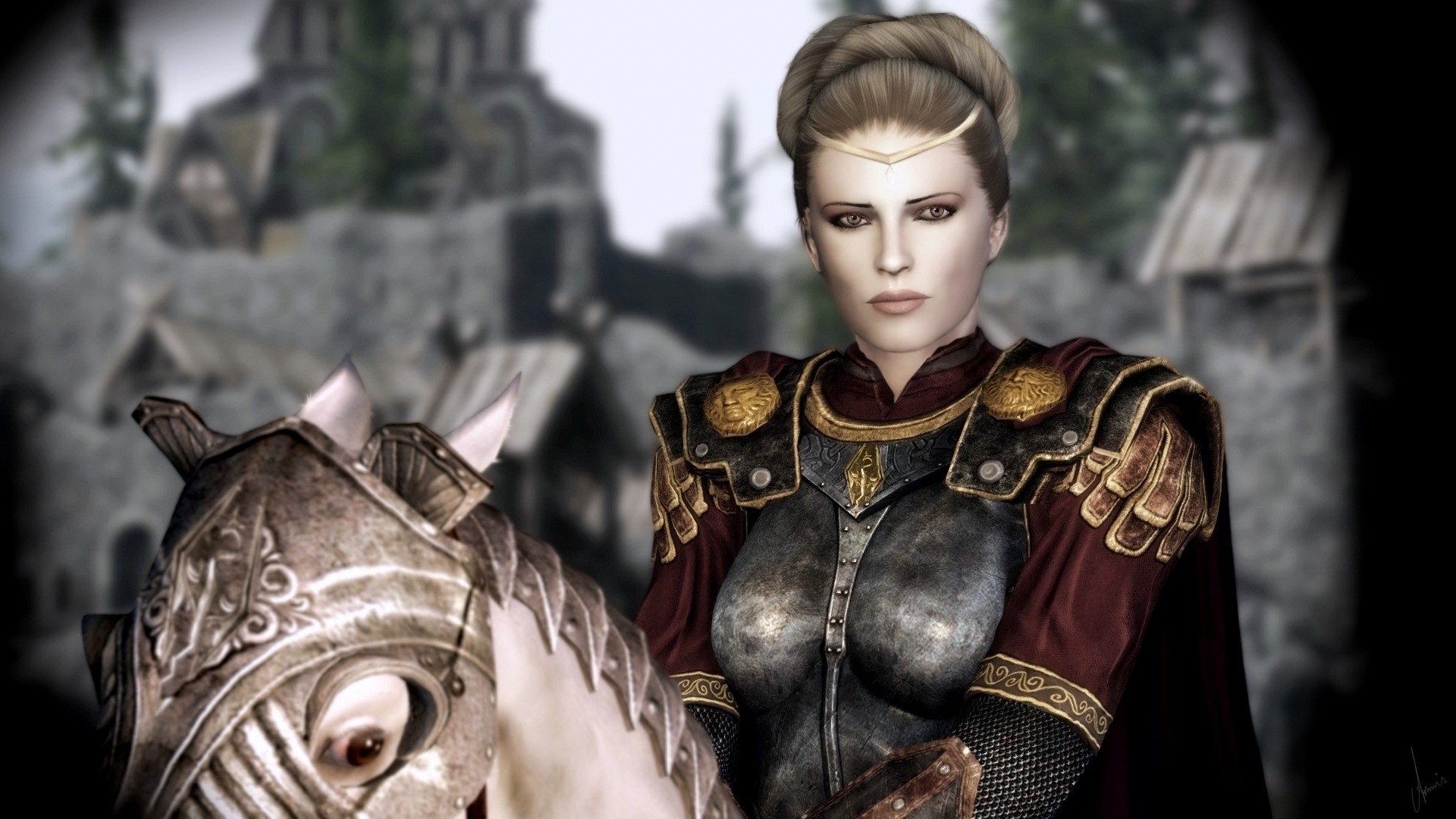 Chiara Avento from The Elder Scrolls V: Skyrim on horseback HD Wallpaper