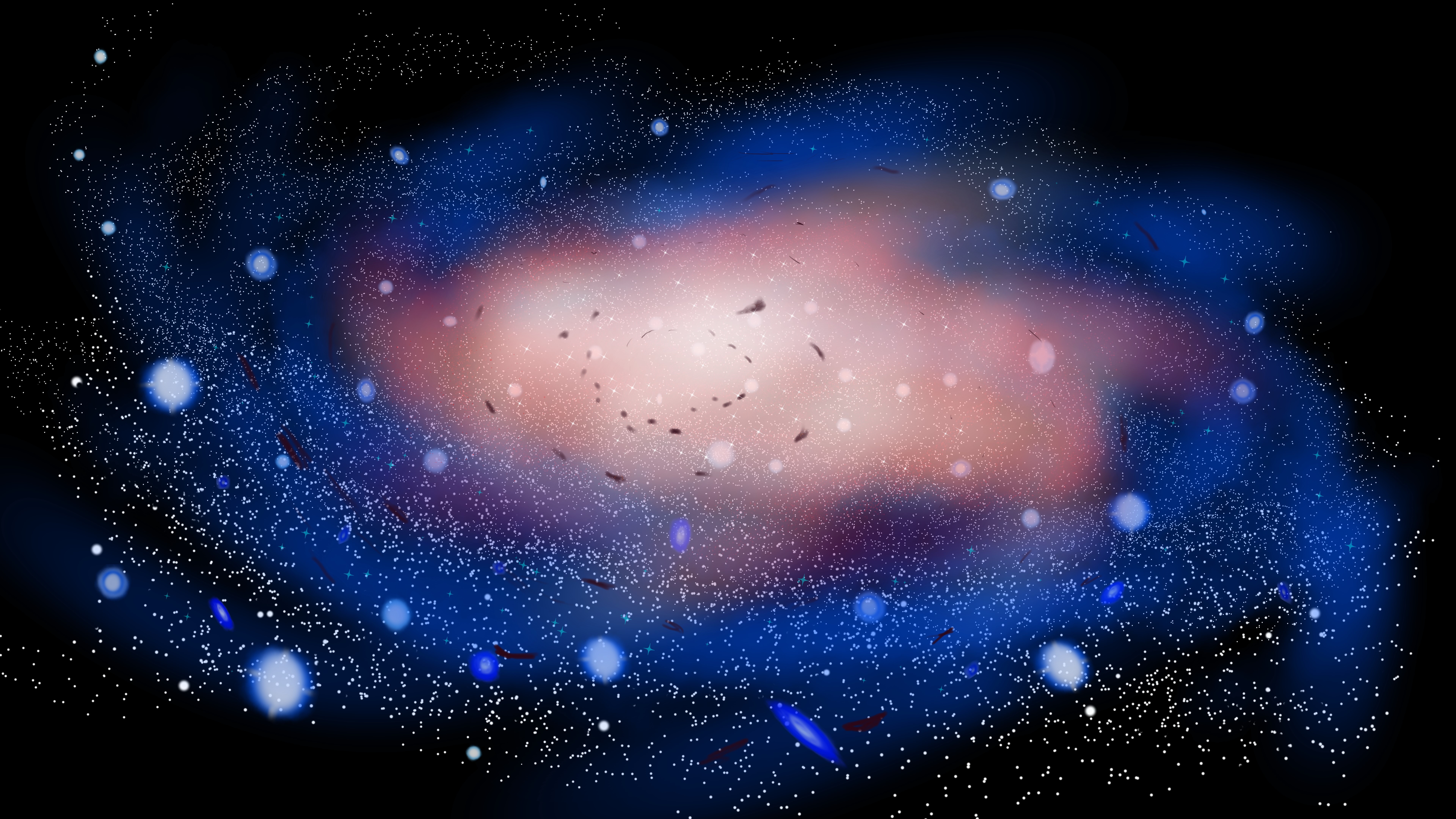 Galaxy with nebulae and stars HD Wallpaper