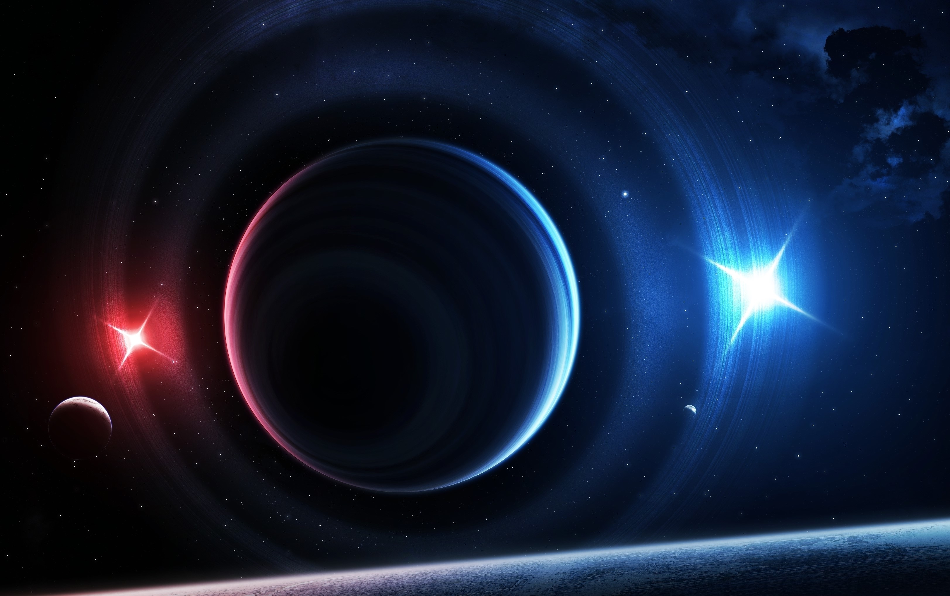 Planets and stars in deep space HD Wallpaper