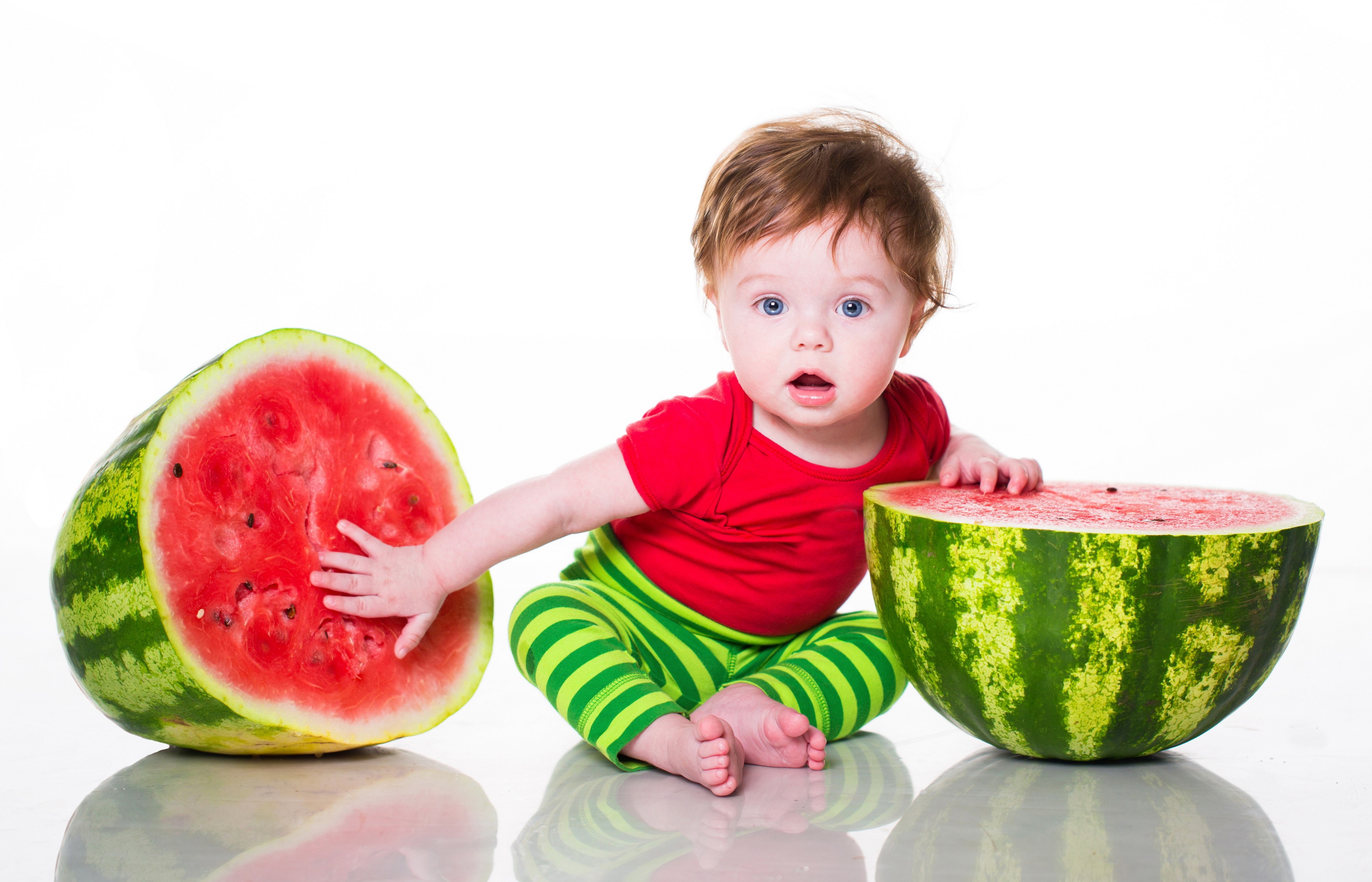 Baby with Watermelons HD Wallpaper