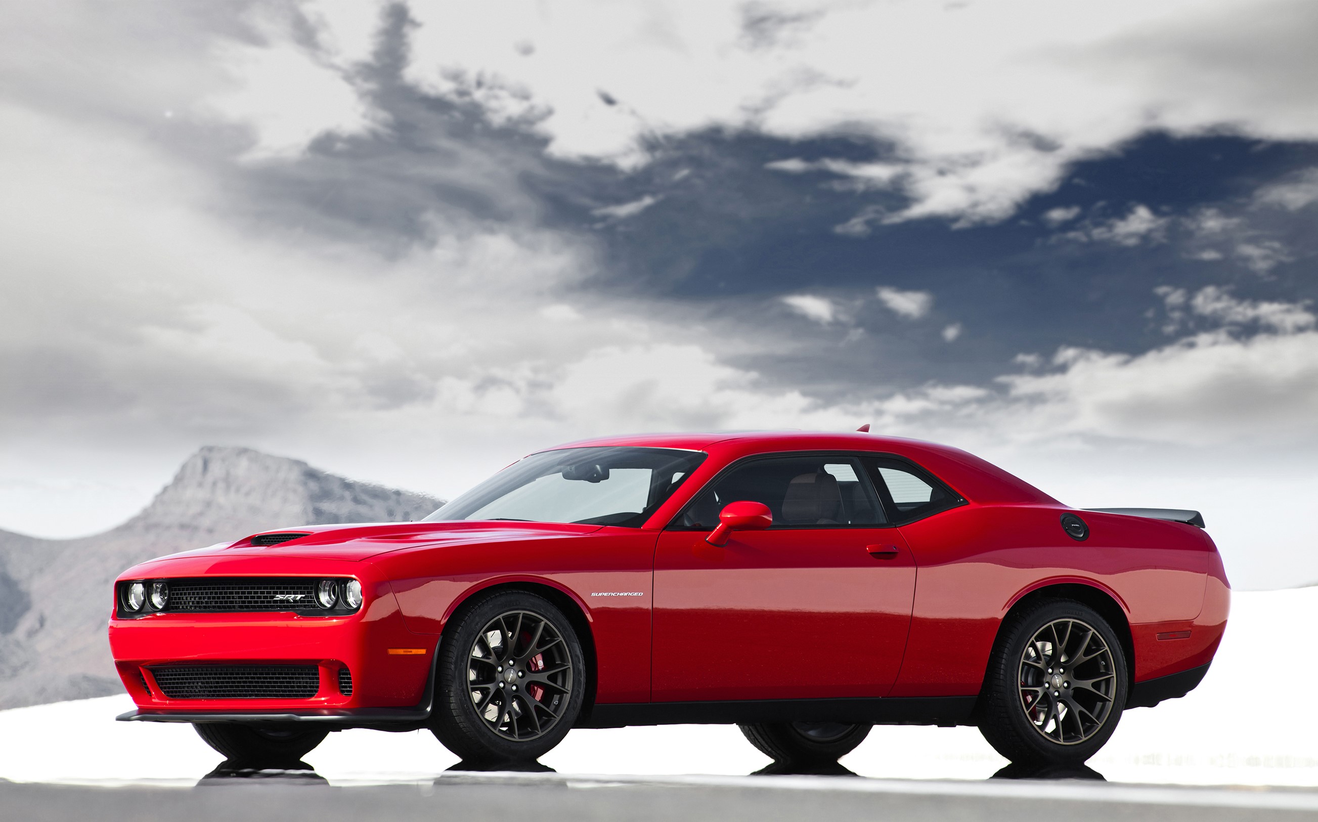 Red 2015 Dodge Challenger SRT Hellcat HD Wallpaper