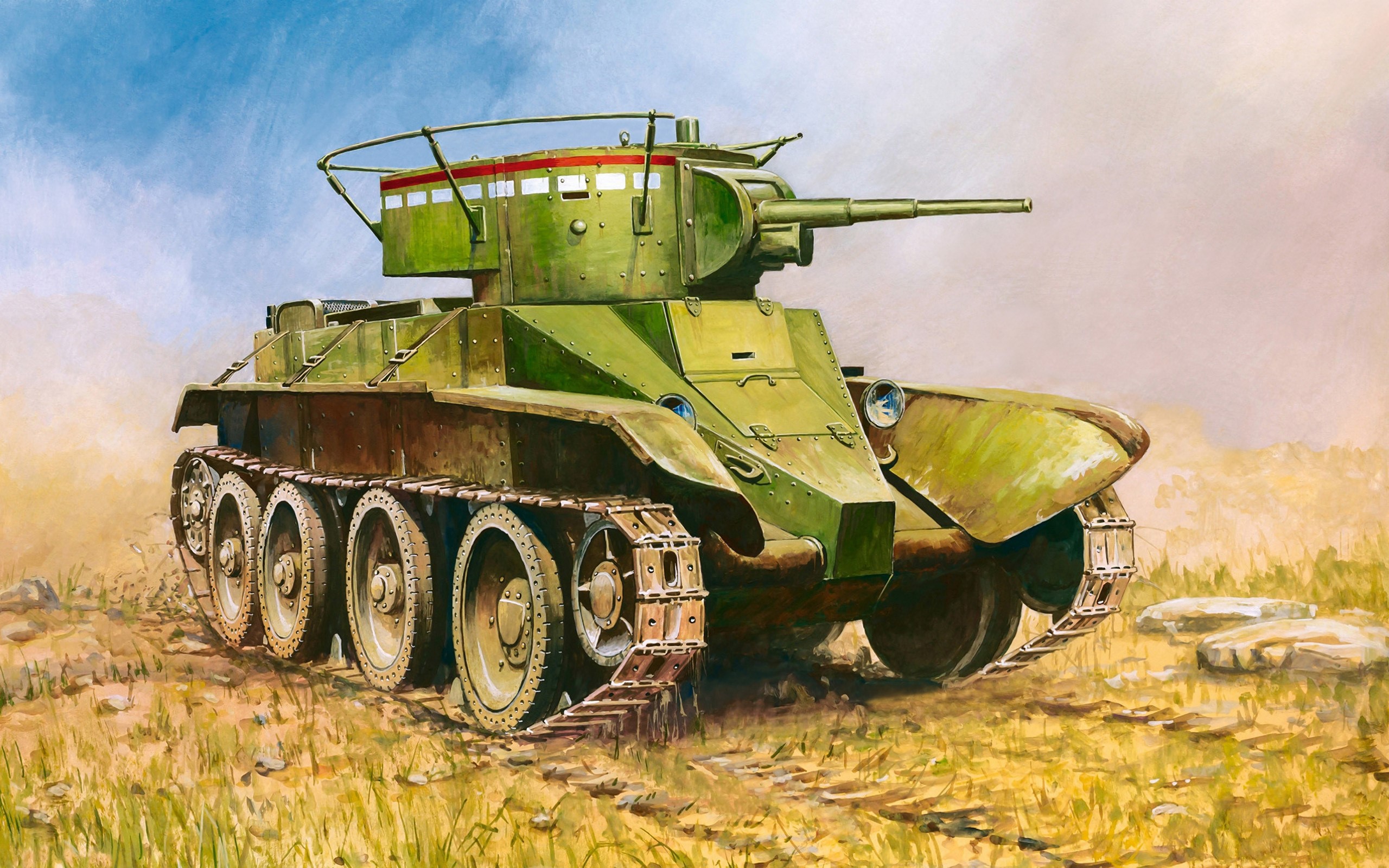 BT-5 tank in a grassy field HD Wallpaper