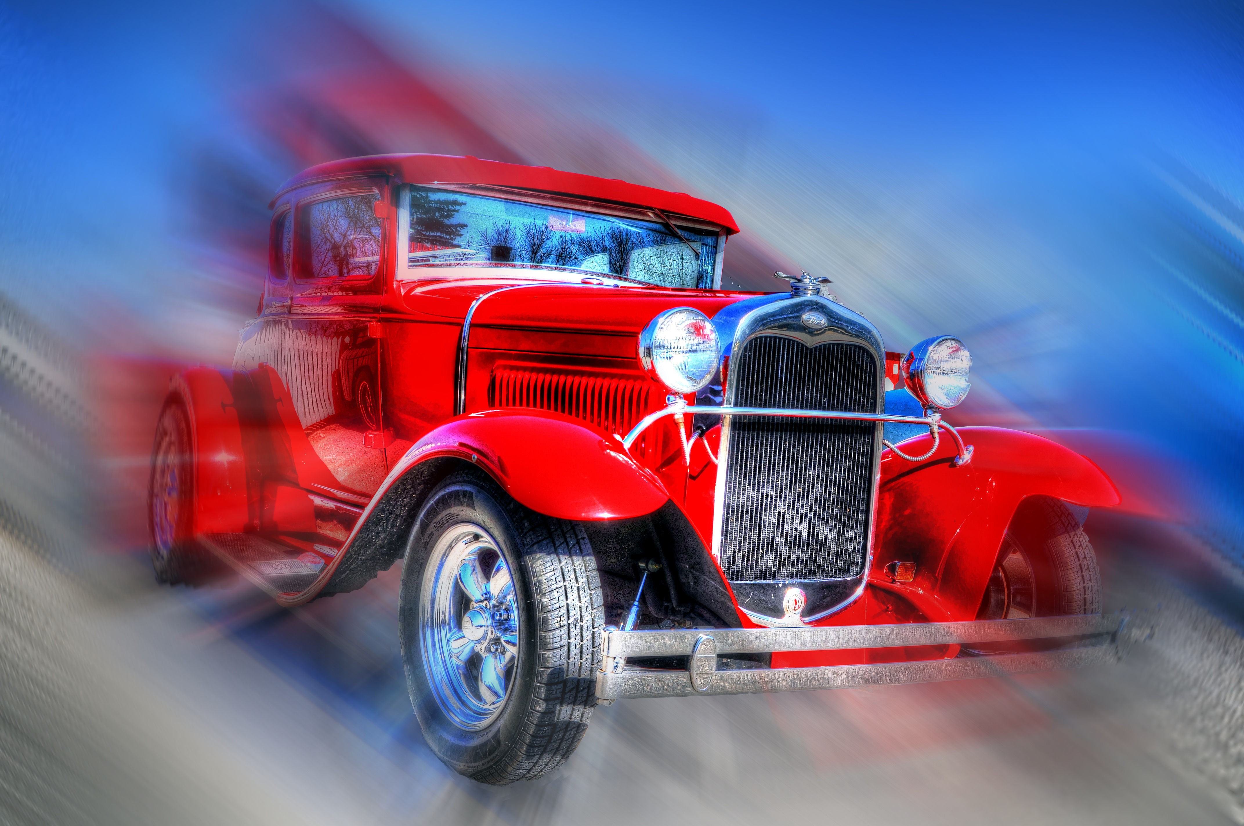 Red Ford Retro Car HD Wallpaper