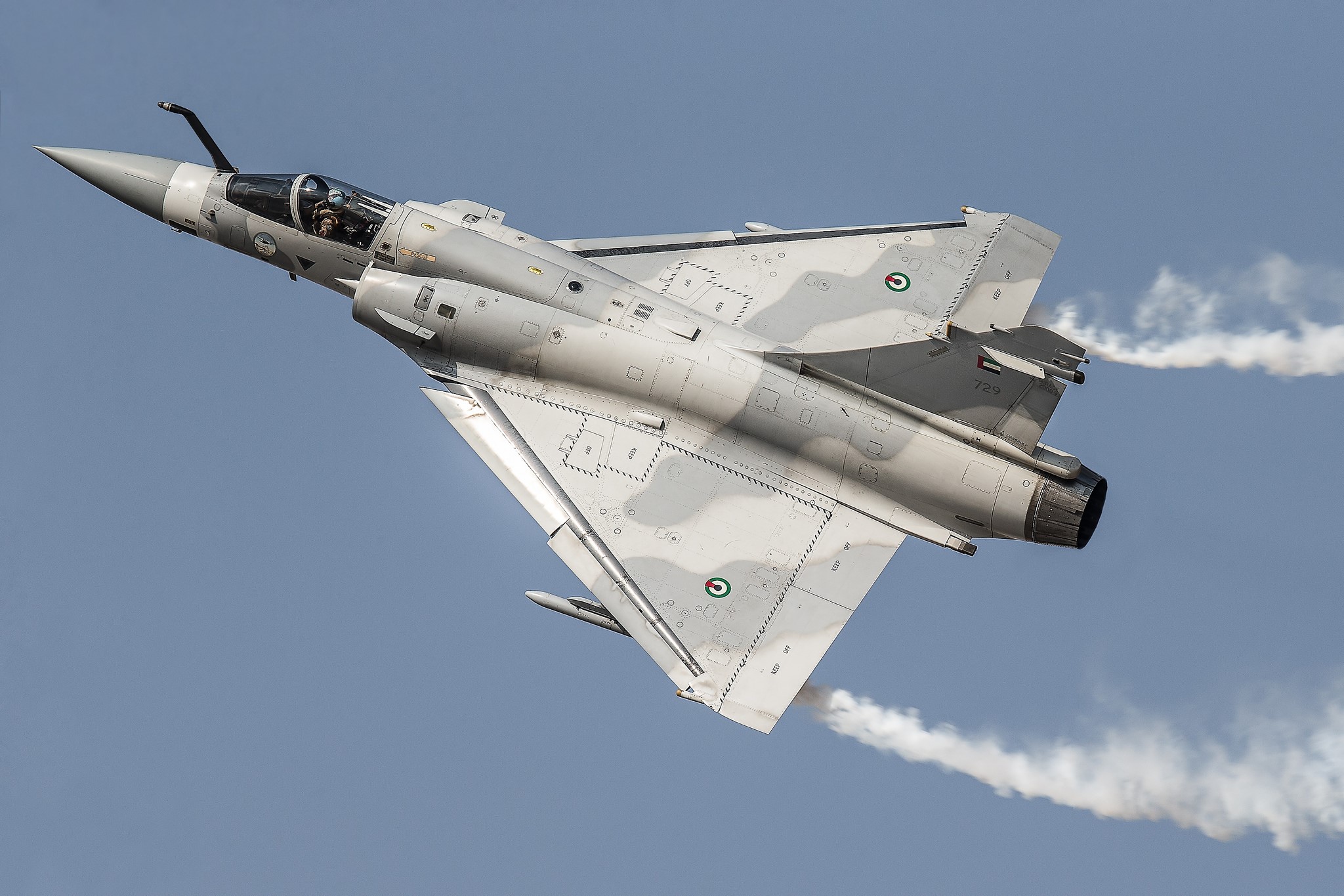 United Arab Emirates Air Force Mirage 2000 fighter jet in flight HD Wallpaper
