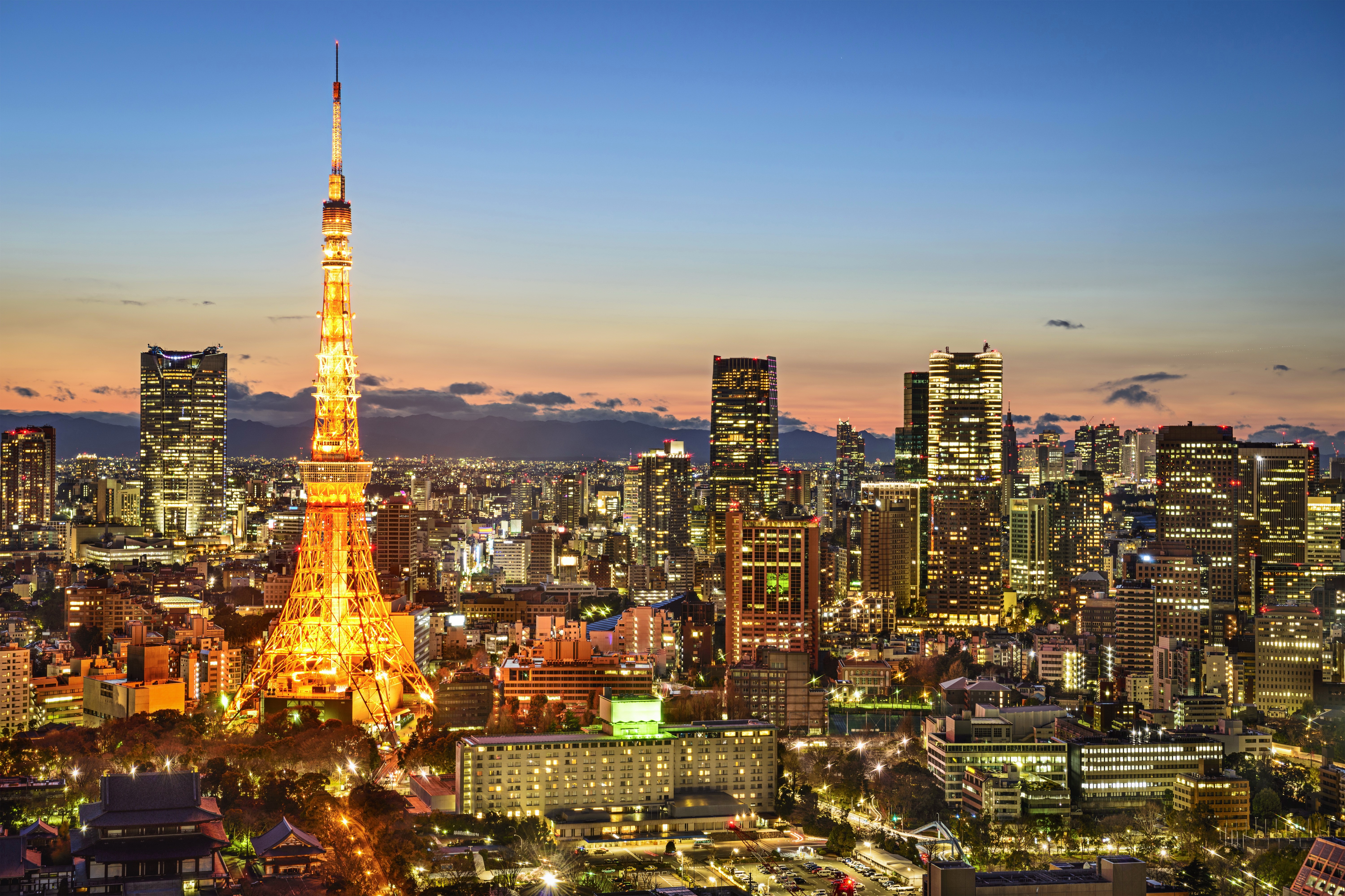 Tokyo Megapolis at Night with Tokyo Tower HD Wallpaper
