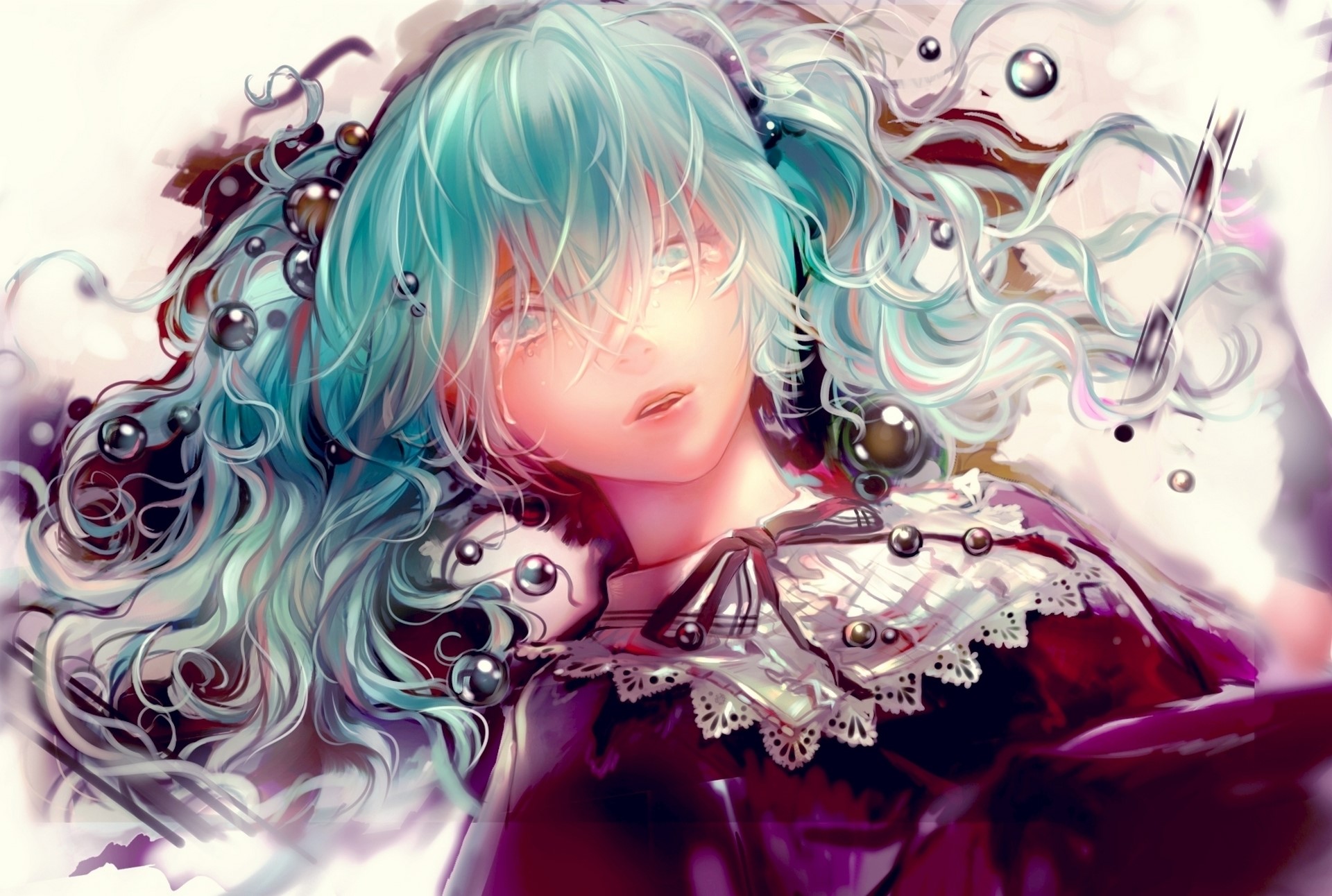 Hatsune Miku from Vocaloid with blue hair HD Wallpaper
