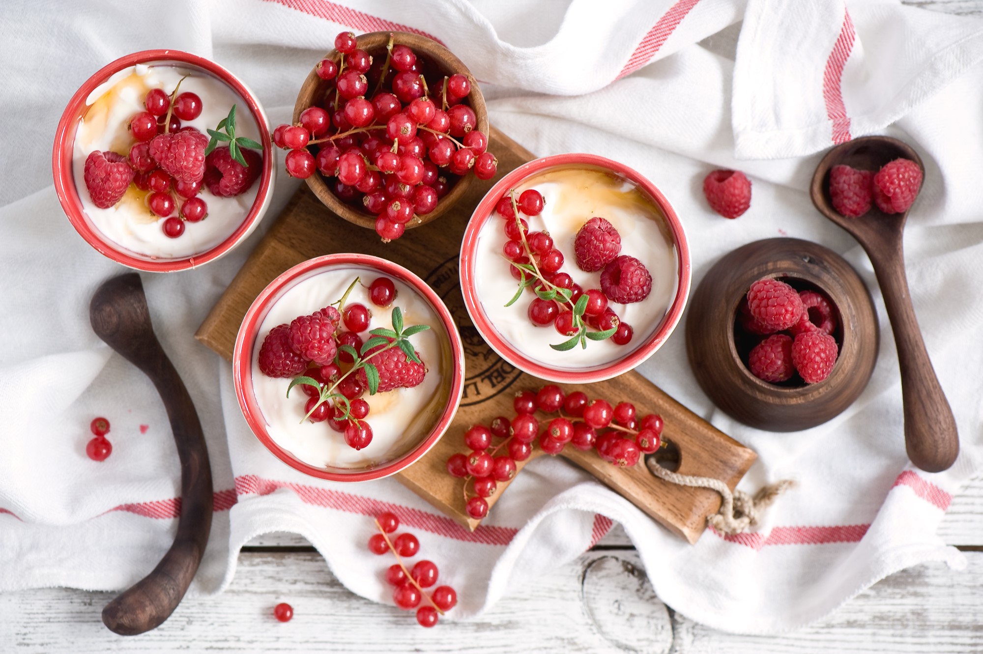 Yogurt with Raspberries and Red Currants HD Wallpaper