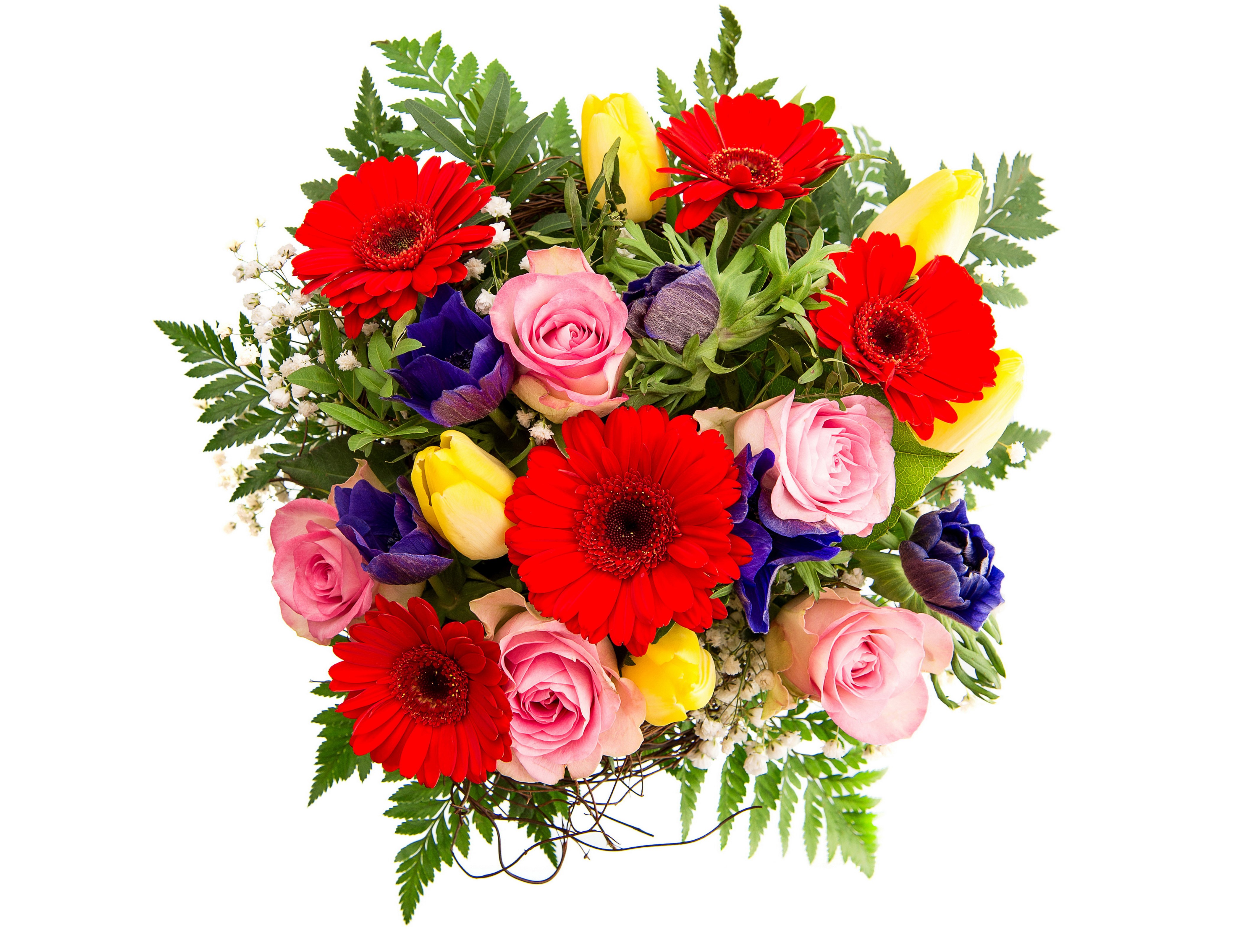 Bouquet of Gerberas, Roses, and Tulips HD Wallpaper