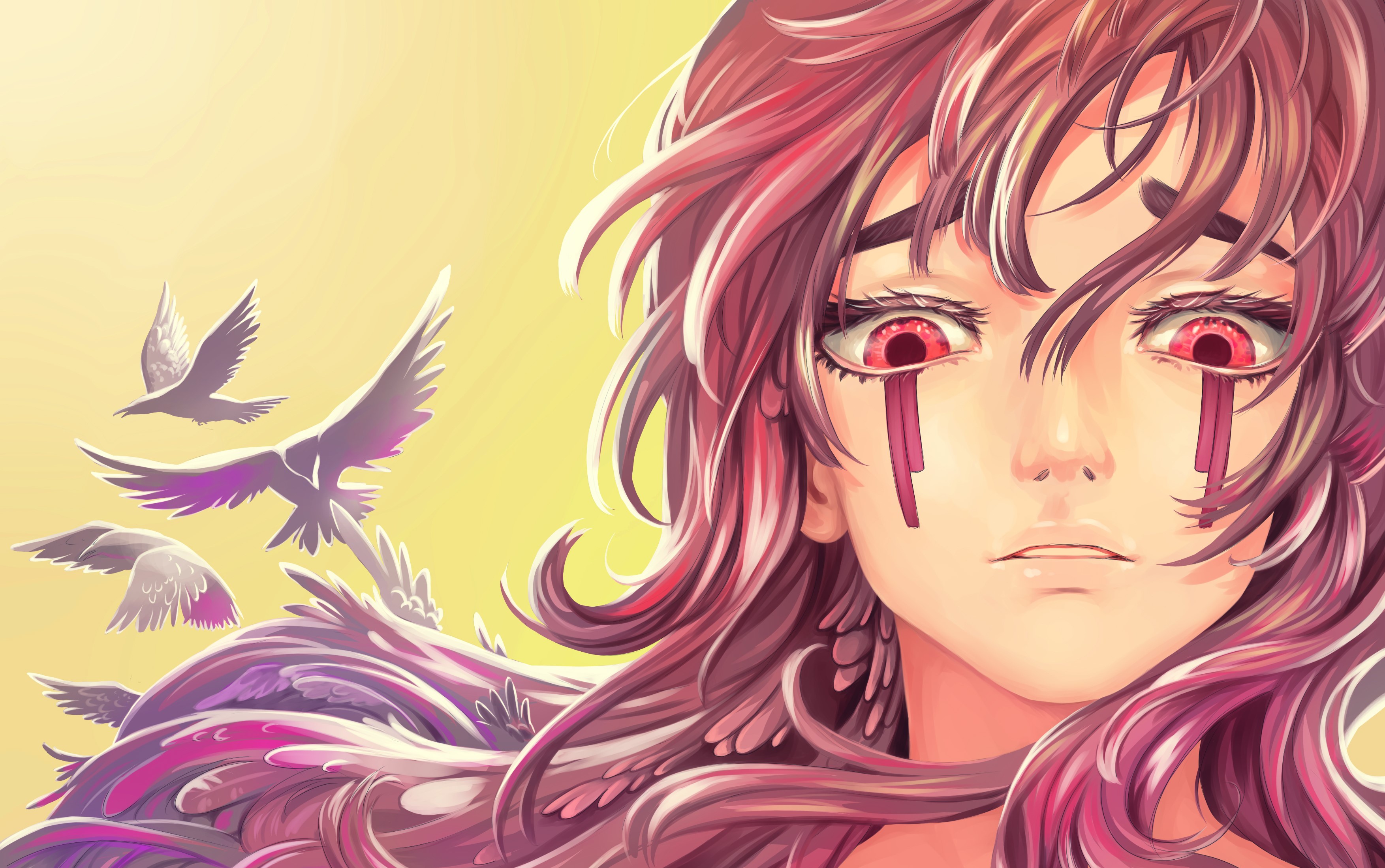 Yuuza with birds flying away HD Wallpaper