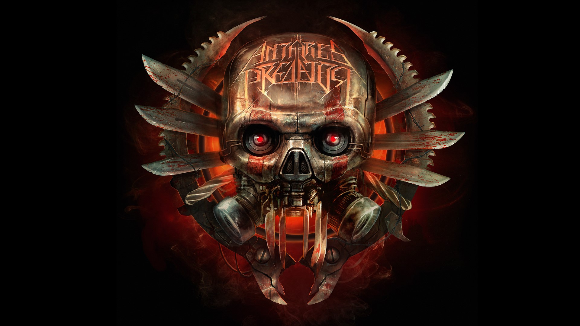 Antares Predator Skull with Knives and Gas Mask HD Wallpaper