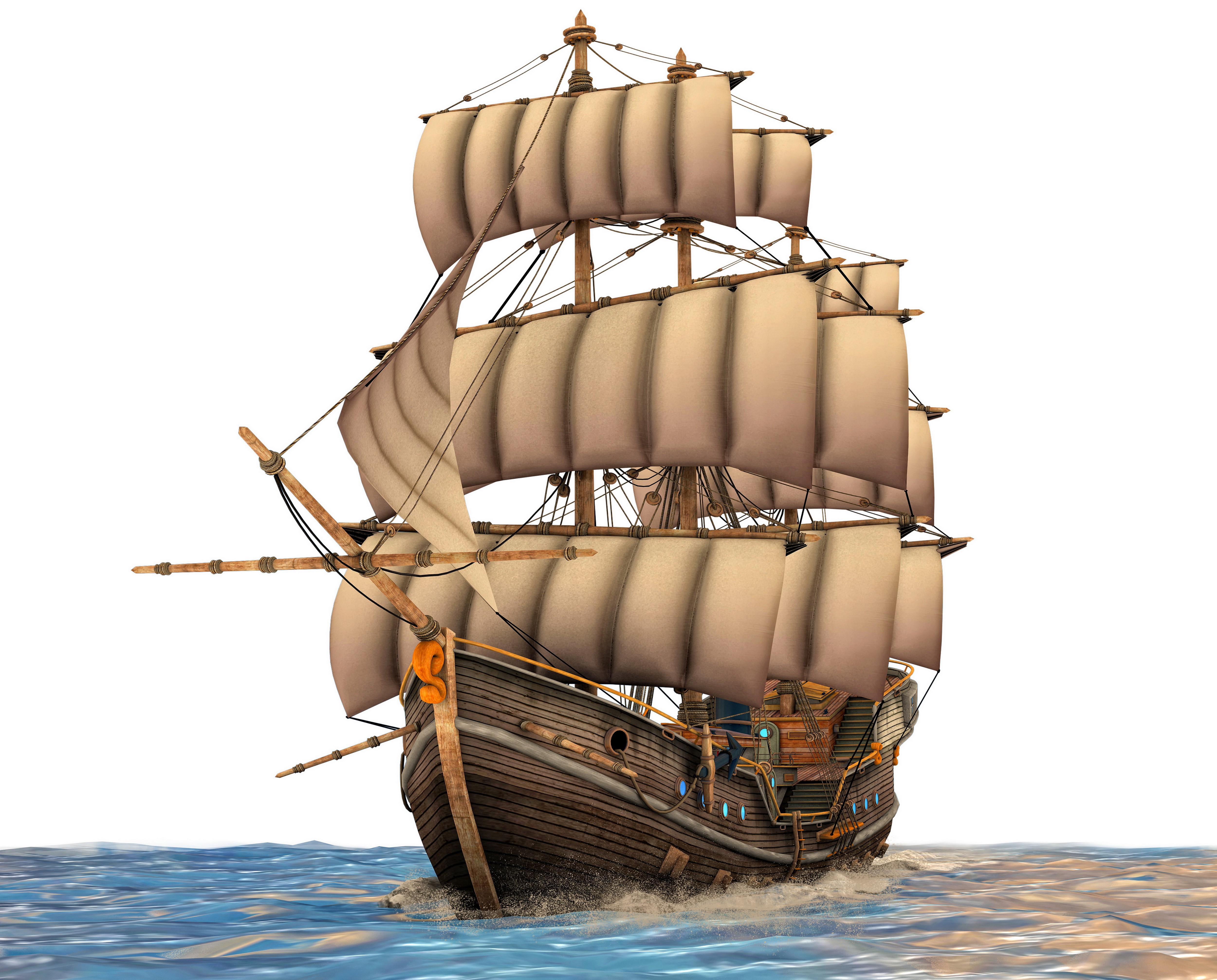 4K Sailing Ship on Water HD Wallpaper
