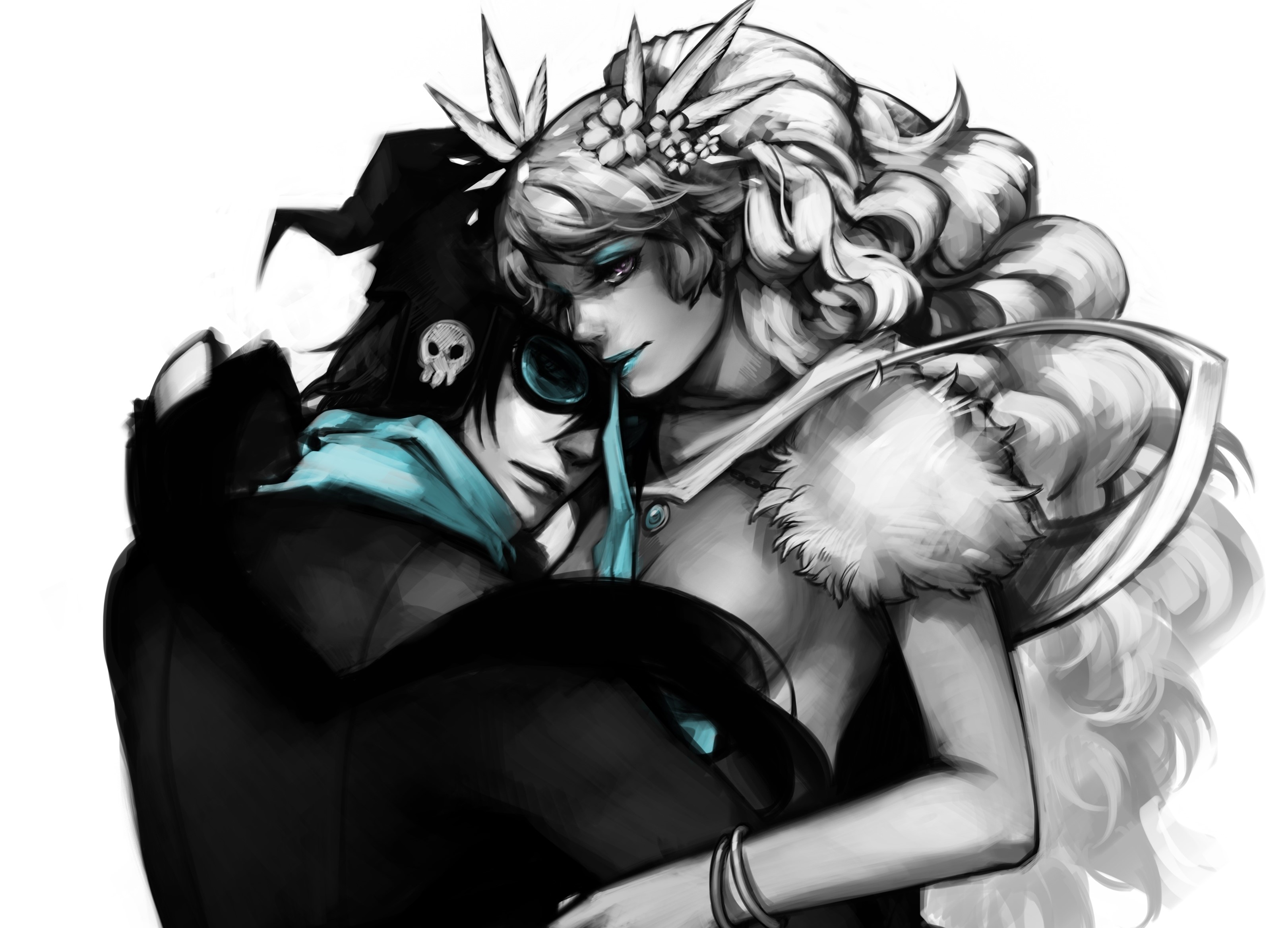 Two characters hugging HD Wallpaper
