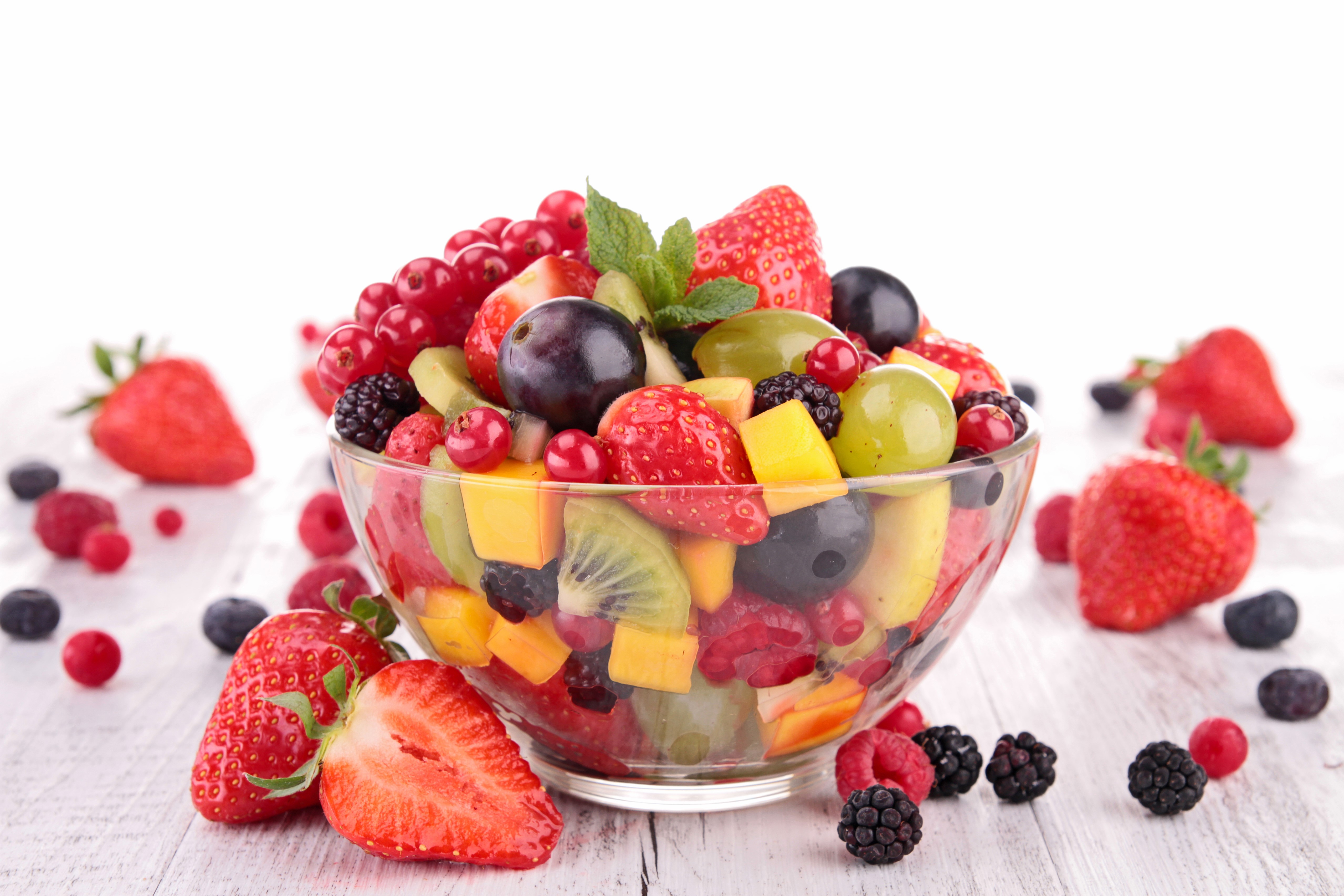 Fruit Salad with Strawberries, Blackberries, Currants, and Raspberries HD Wallpaper
