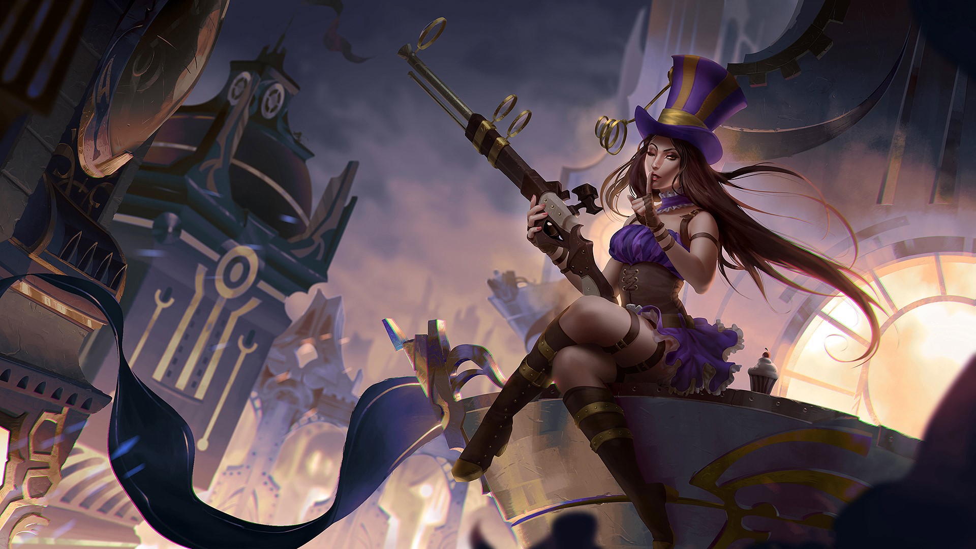 Caitlyn from League of Legends with a shotgun HD Wallpaper