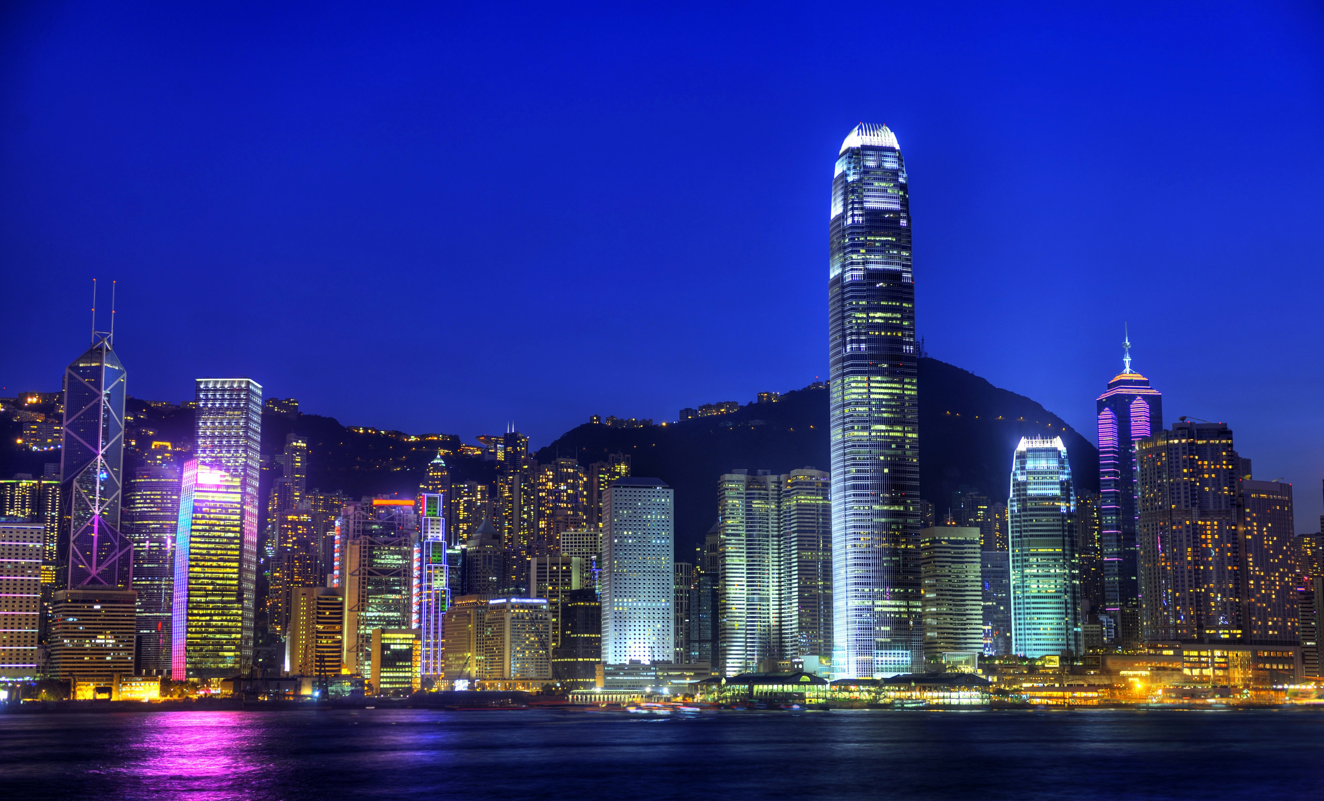 Hong Kong Skyline at Night HD Wallpaper