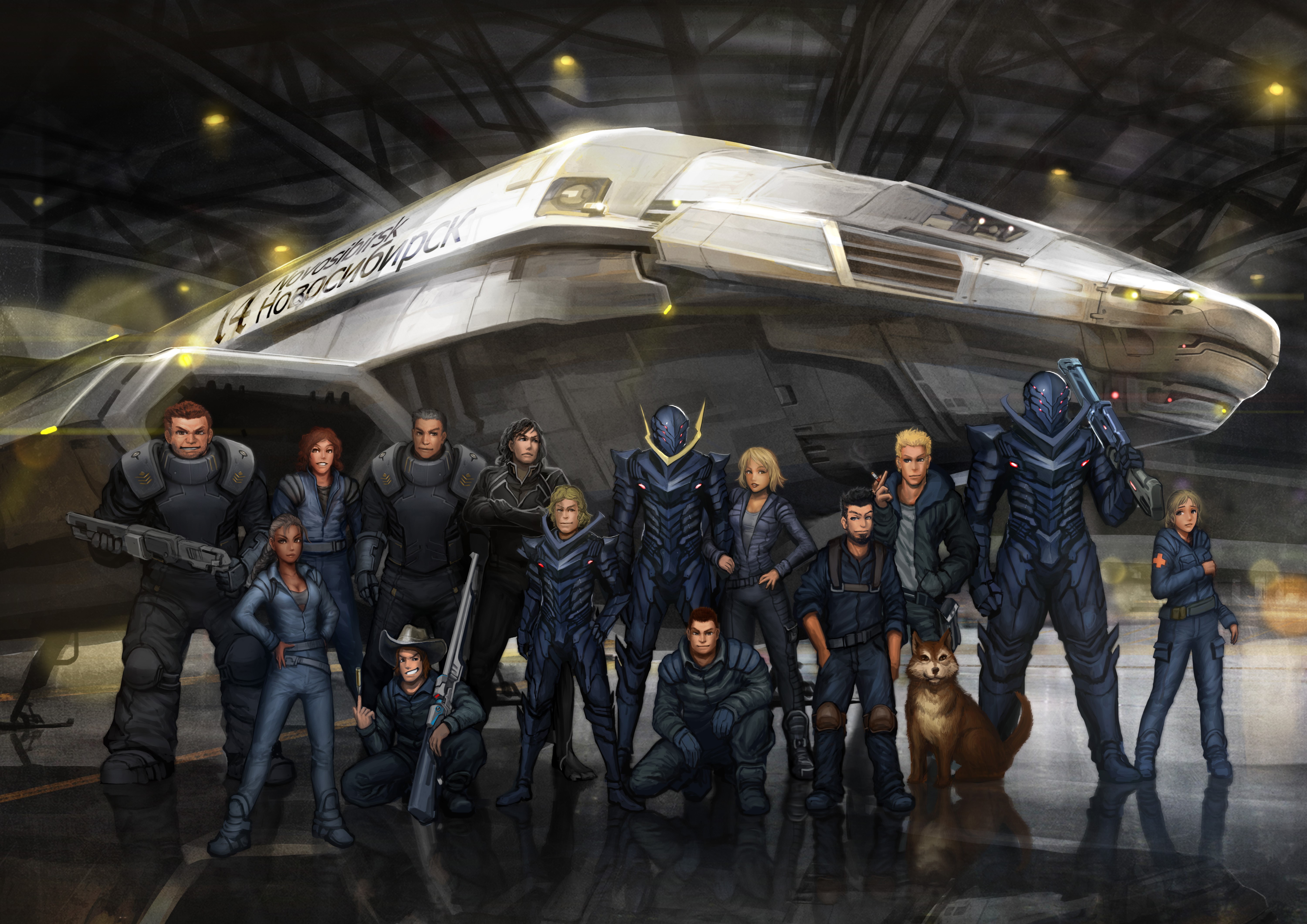 The Fourteenth of Novosibirsk Crew with Spaceship HD Wallpaper
