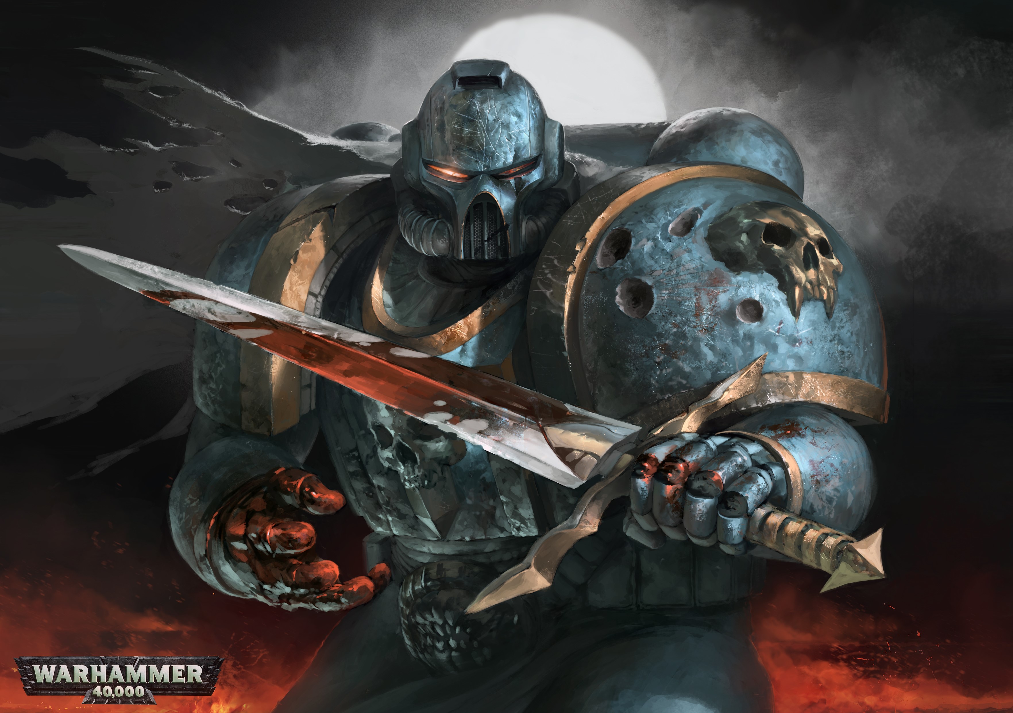 Warhammer 40,000 Space Marine with bloody sword HD Wallpaper