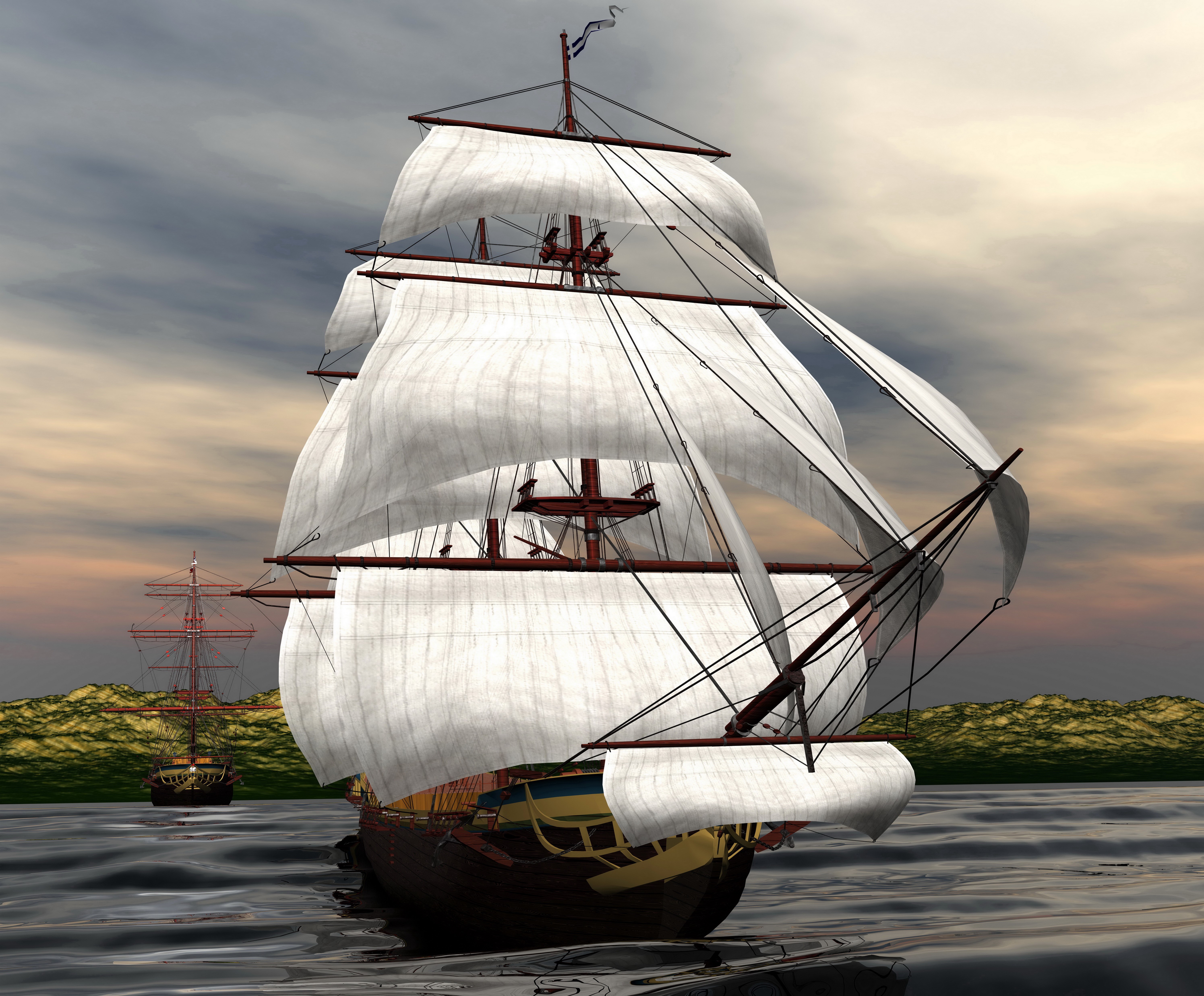 Ships sailing on the sea HD Wallpaper