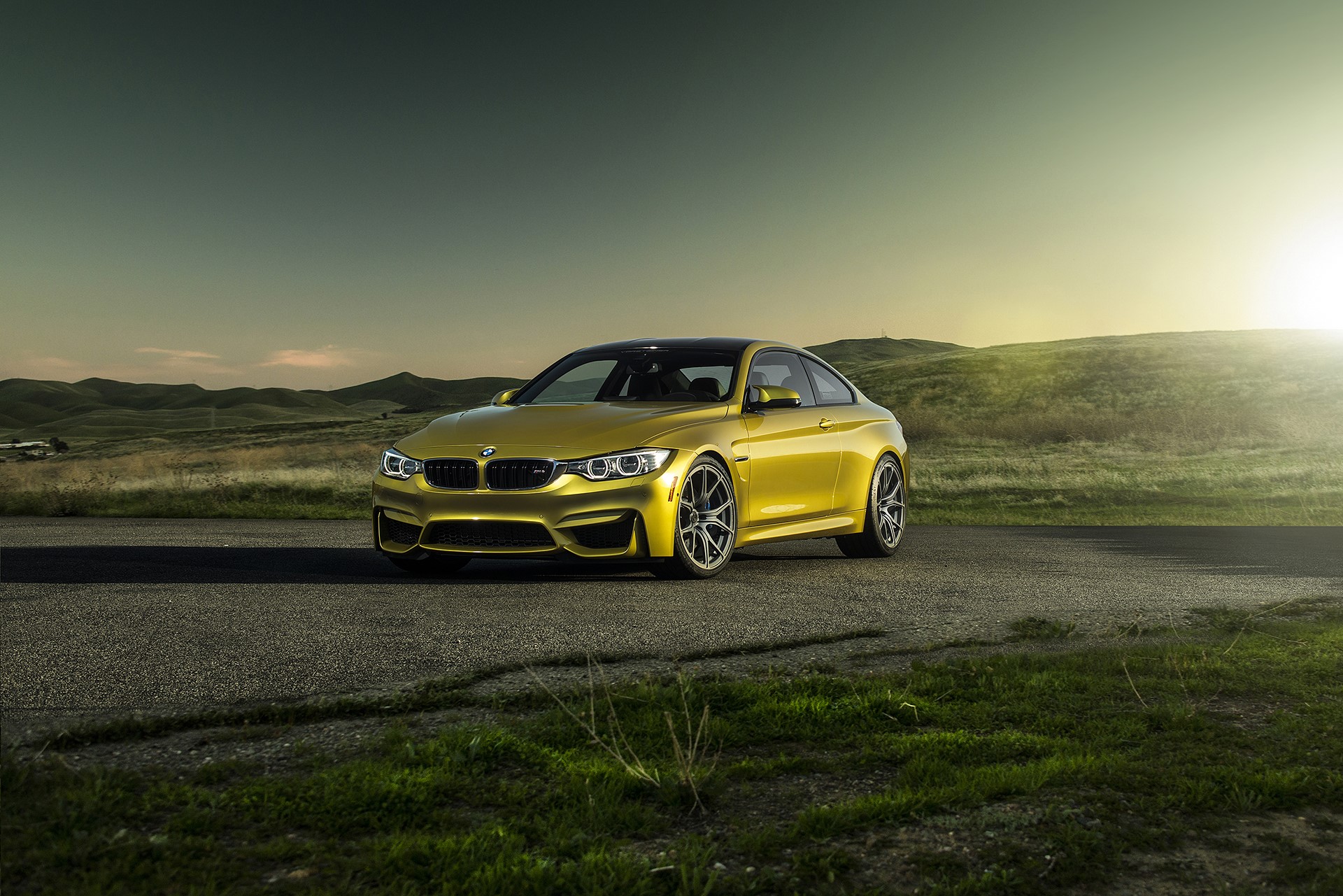 Yellow BMW M4 F82 Coupe by Vorsteiner HD Wallpaper