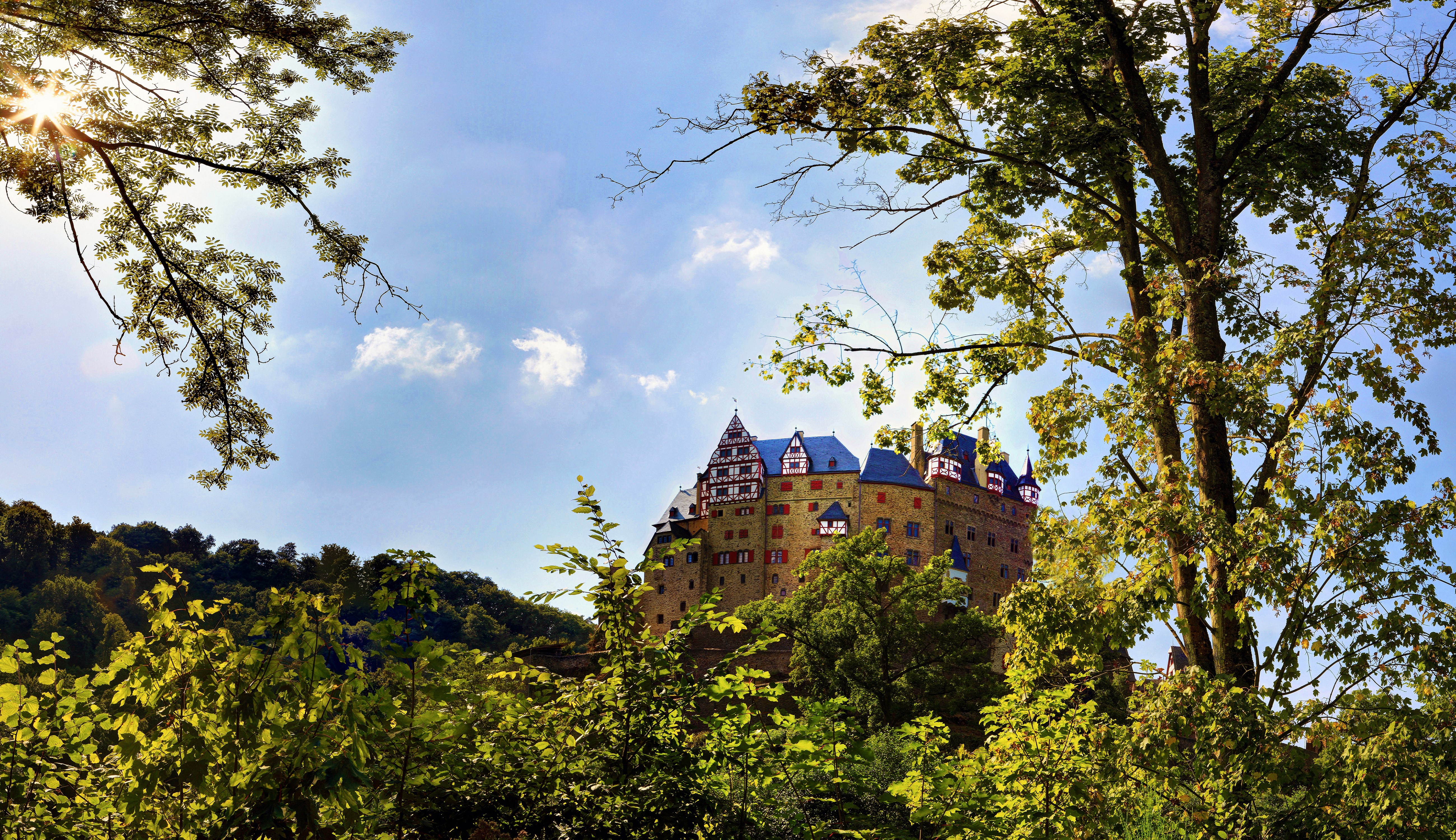 Eltz Castle in Germany with Trees and Sky HD Wallpaper