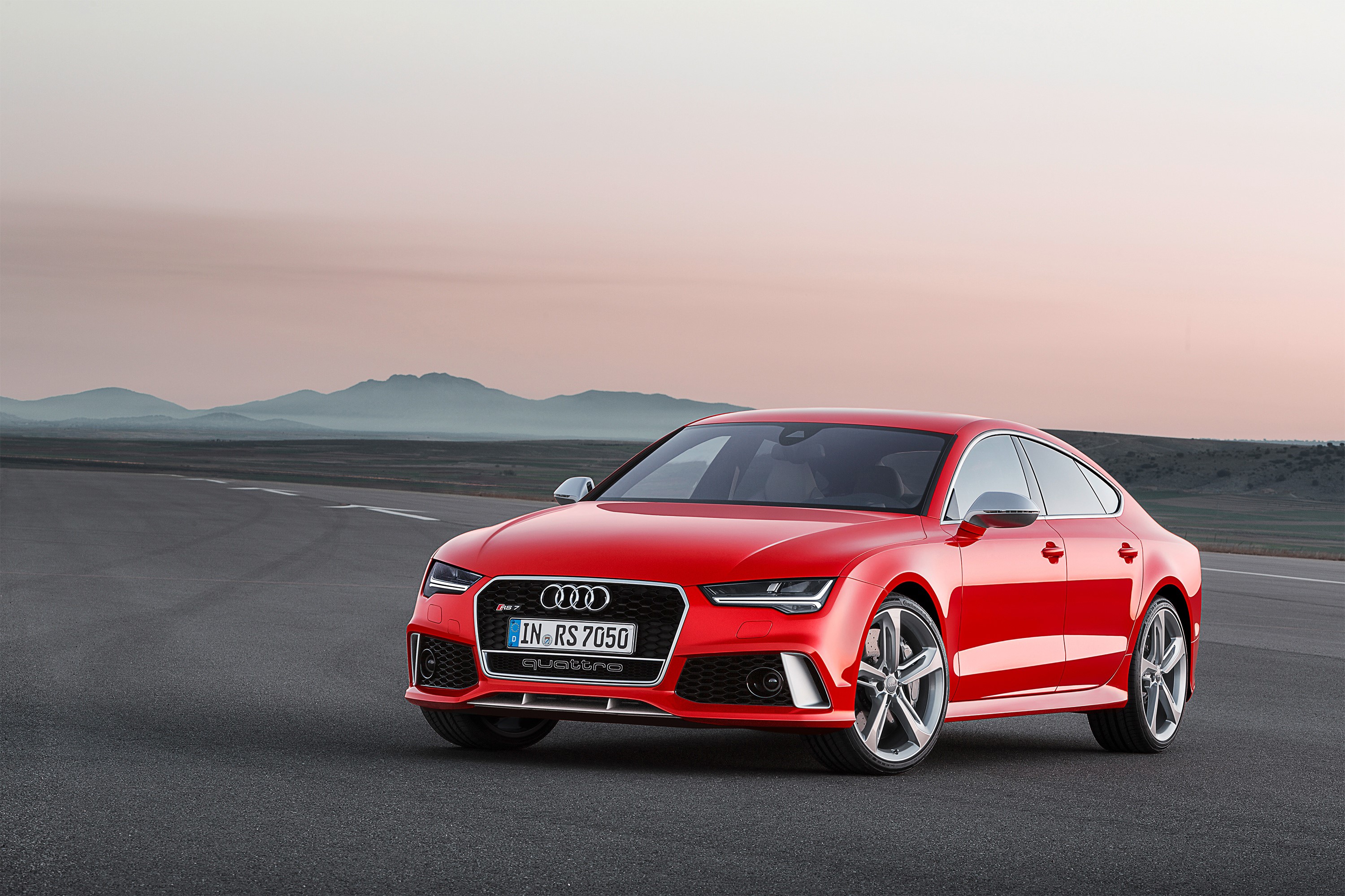 Red Audi RS7 Sportback Quattro on a Road HD Wallpaper