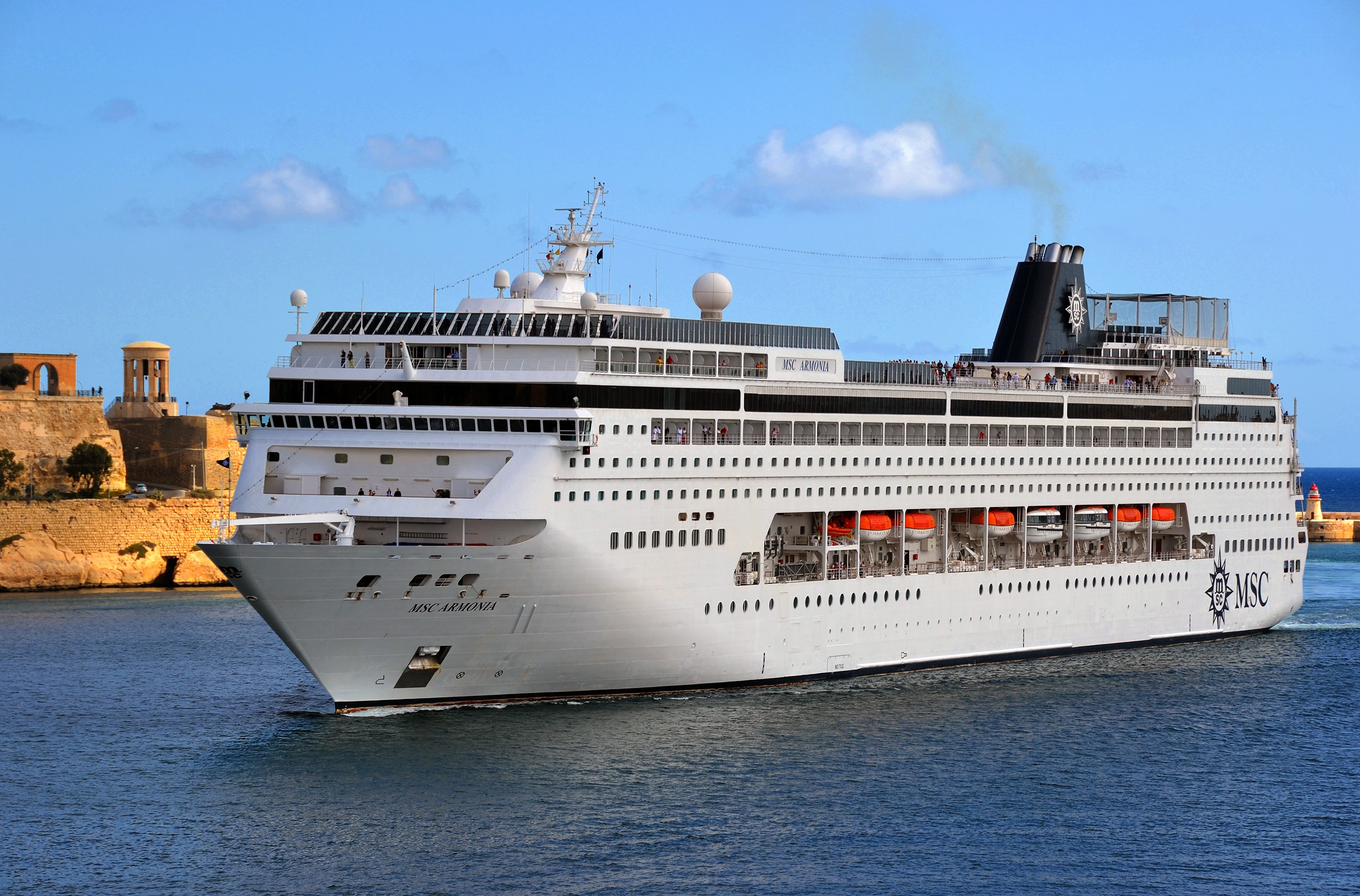 MSC Armonia cruise liner sailing near Malta HD Wallpaper