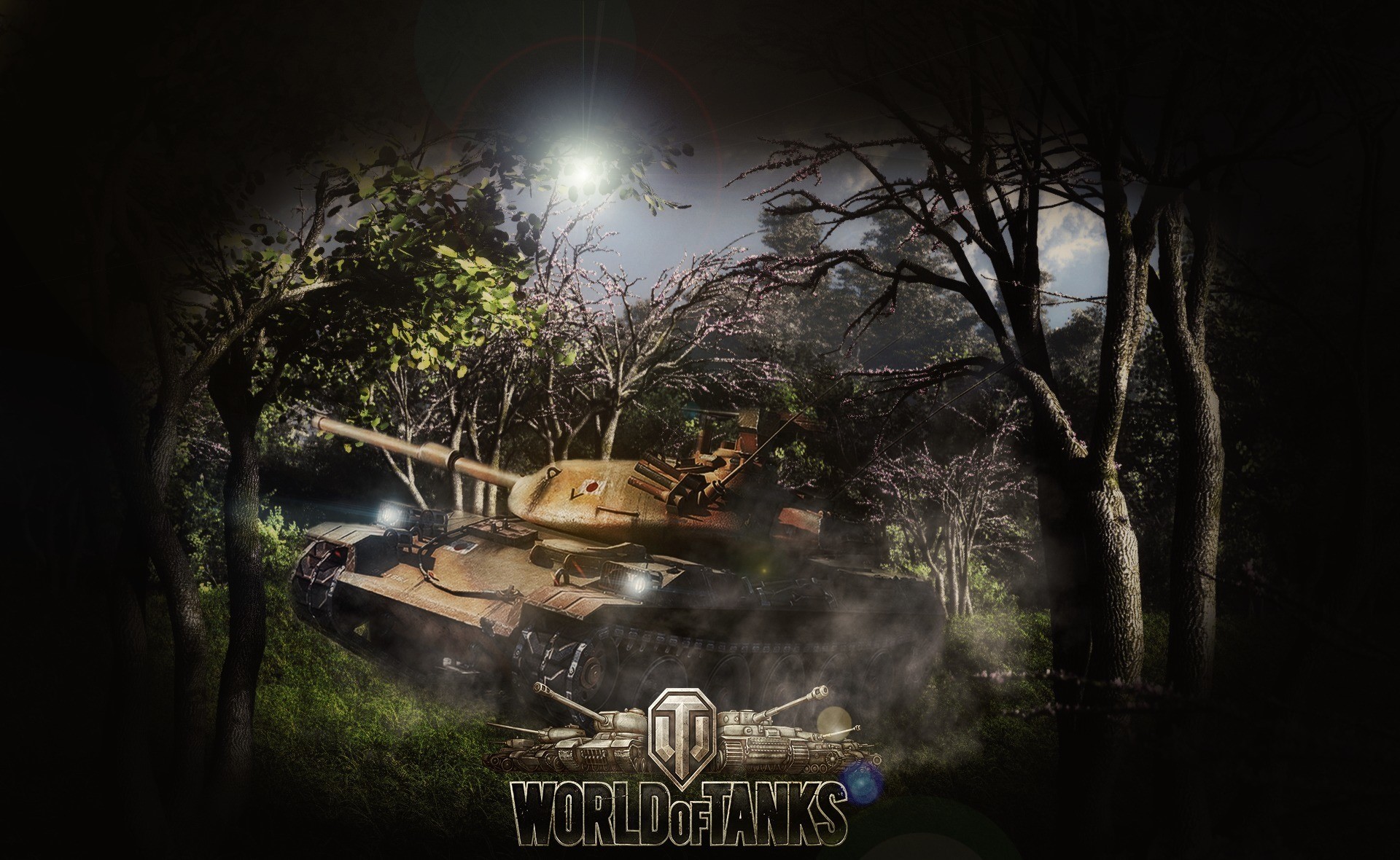 World of Tanks game art with tanks in forest HD Wallpaper