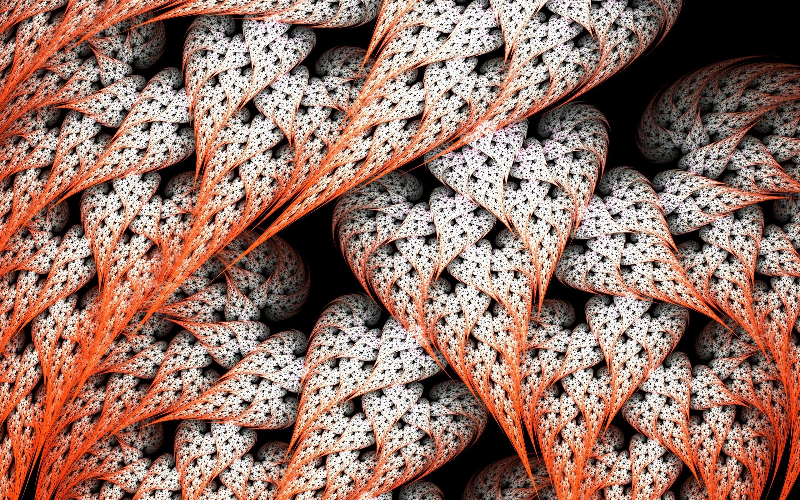 Orange and white fractal pattern HD Wallpaper