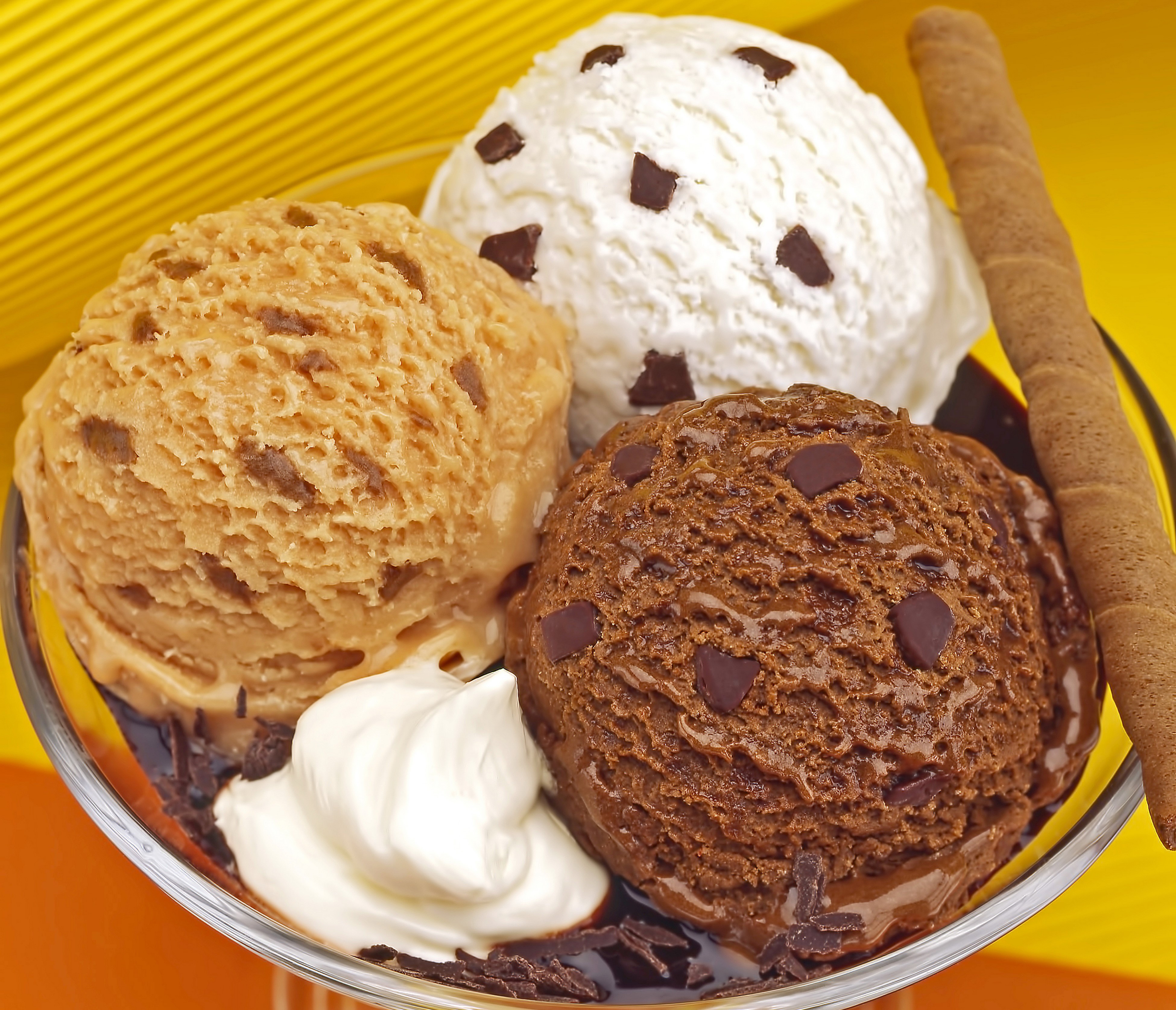 4K Ice Cream Sundae with Chocolate and Vanilla Flavors HD Wallpaper