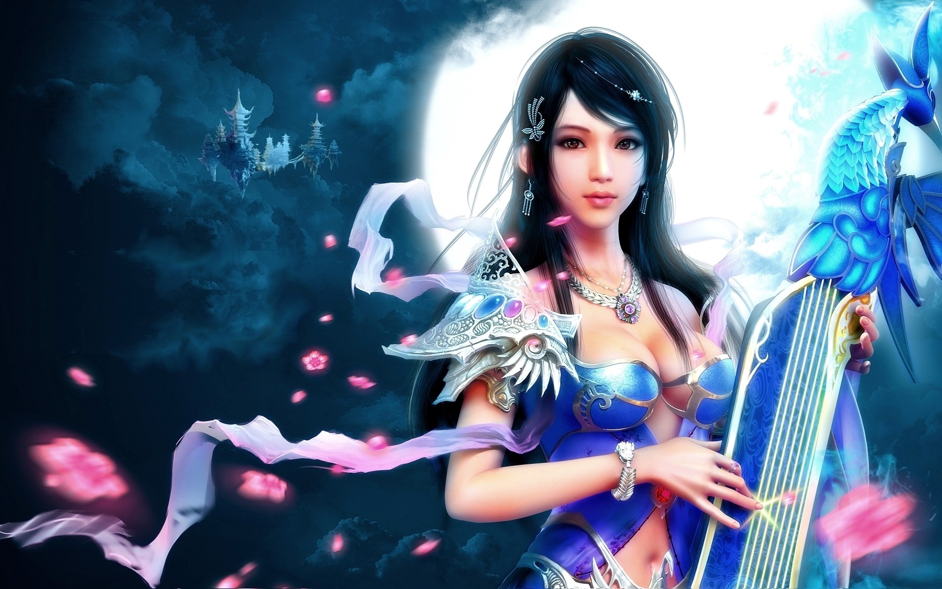 Woman with Harp from Perfect World HD Wallpaper