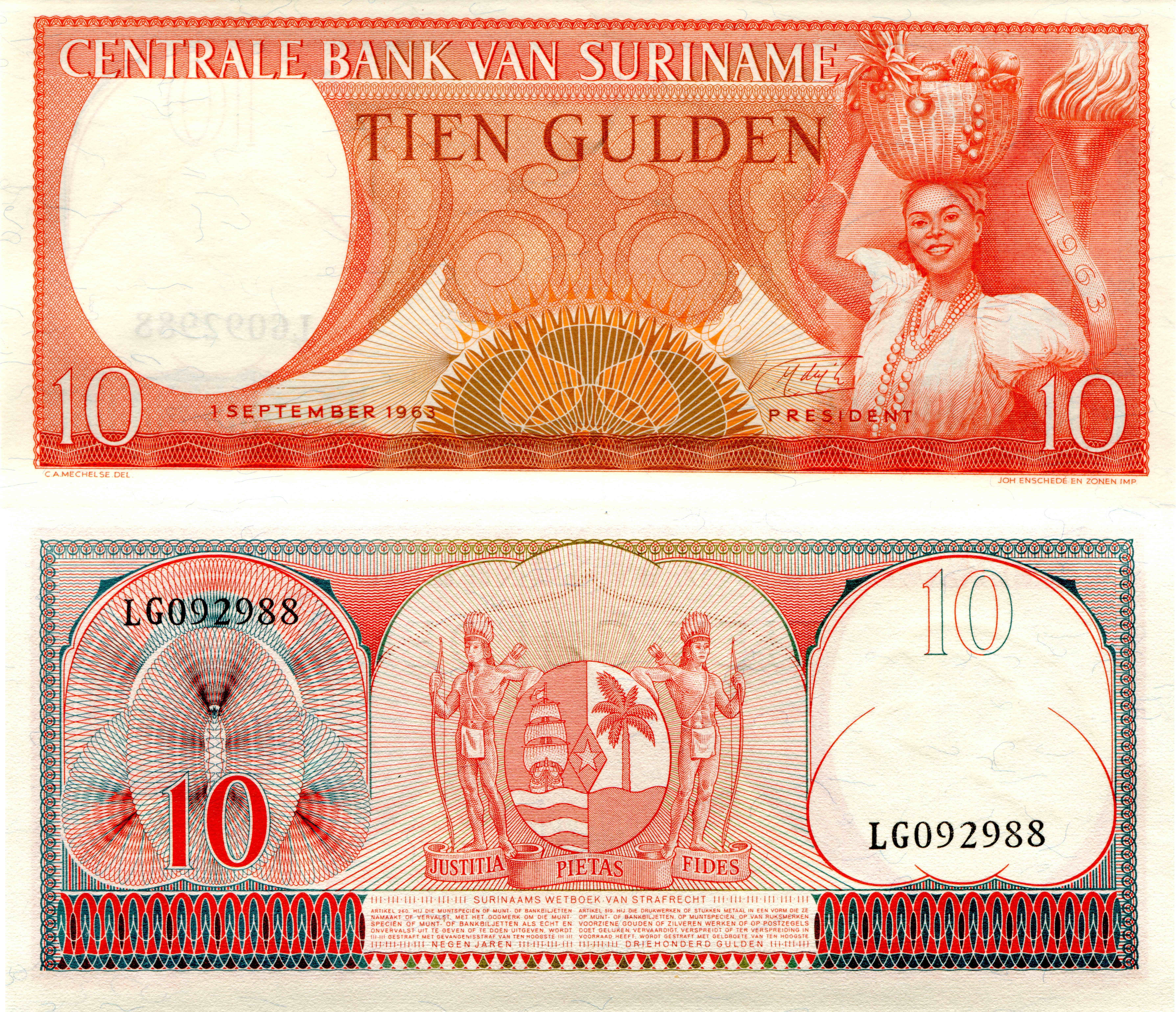 10 Guilders banknote of Suriname 1963 HD Wallpaper