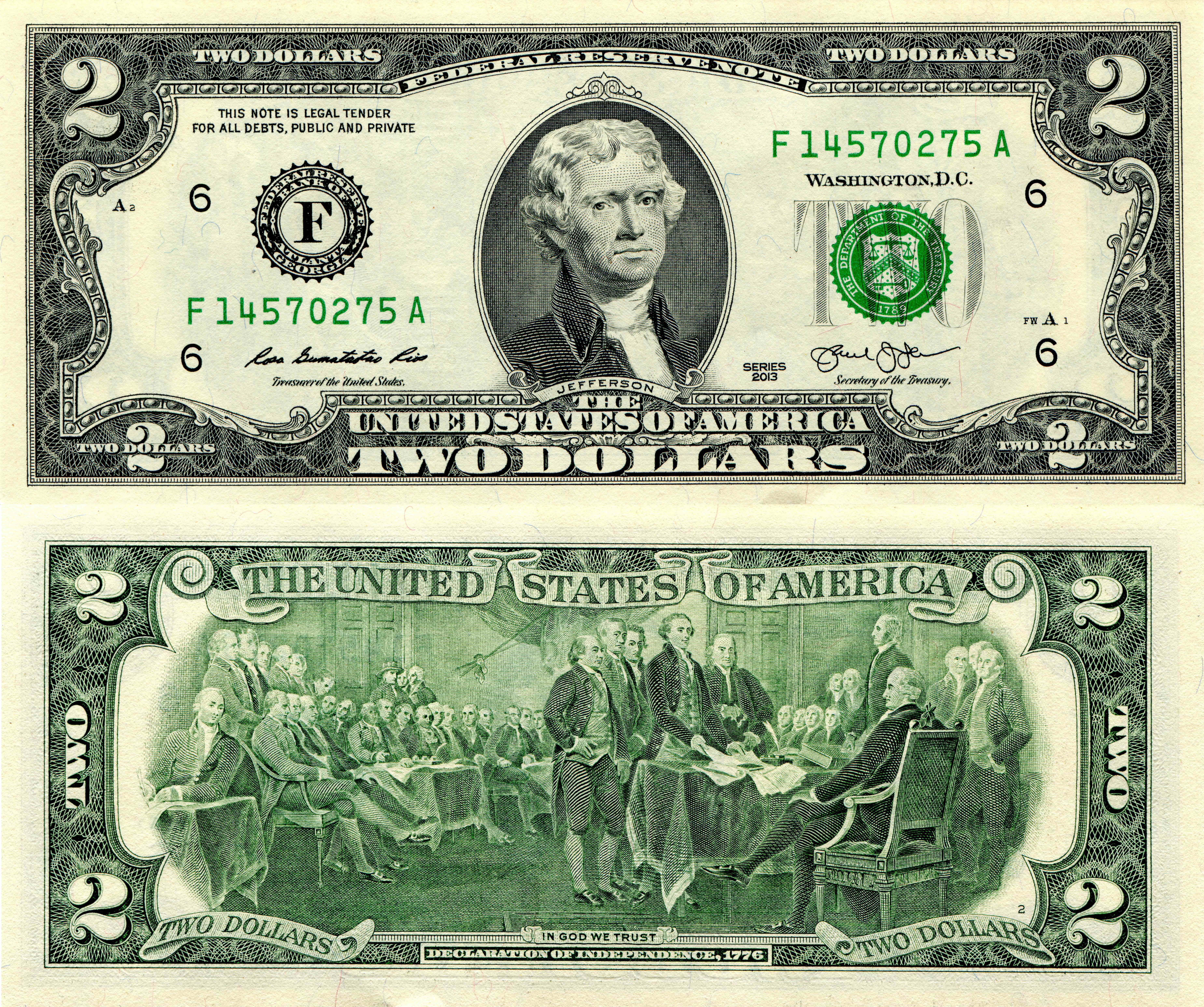 Vintage Two Dollar US Bill Close-up HD Wallpaper