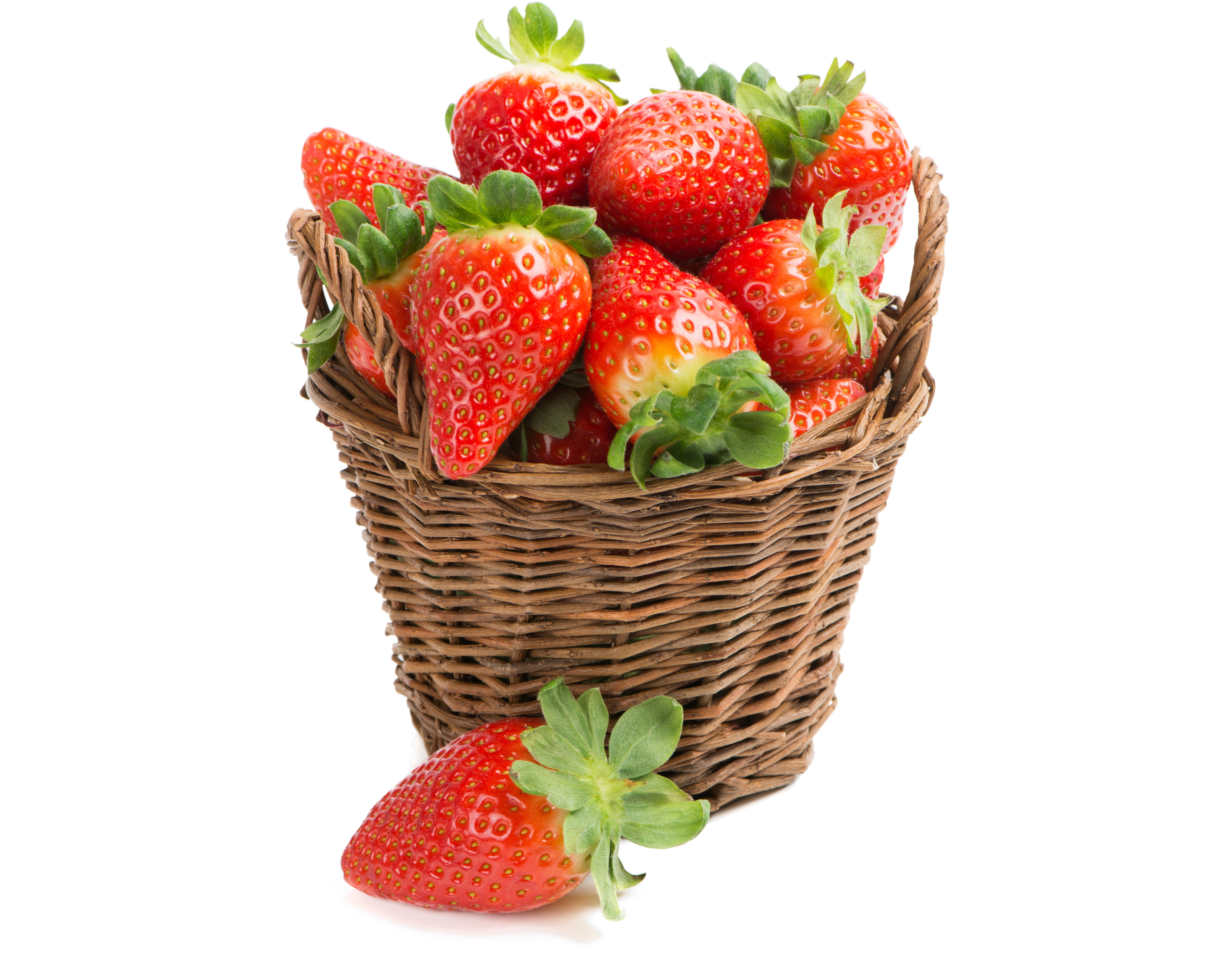 Strawberries in a Wicker Basket HD Wallpaper