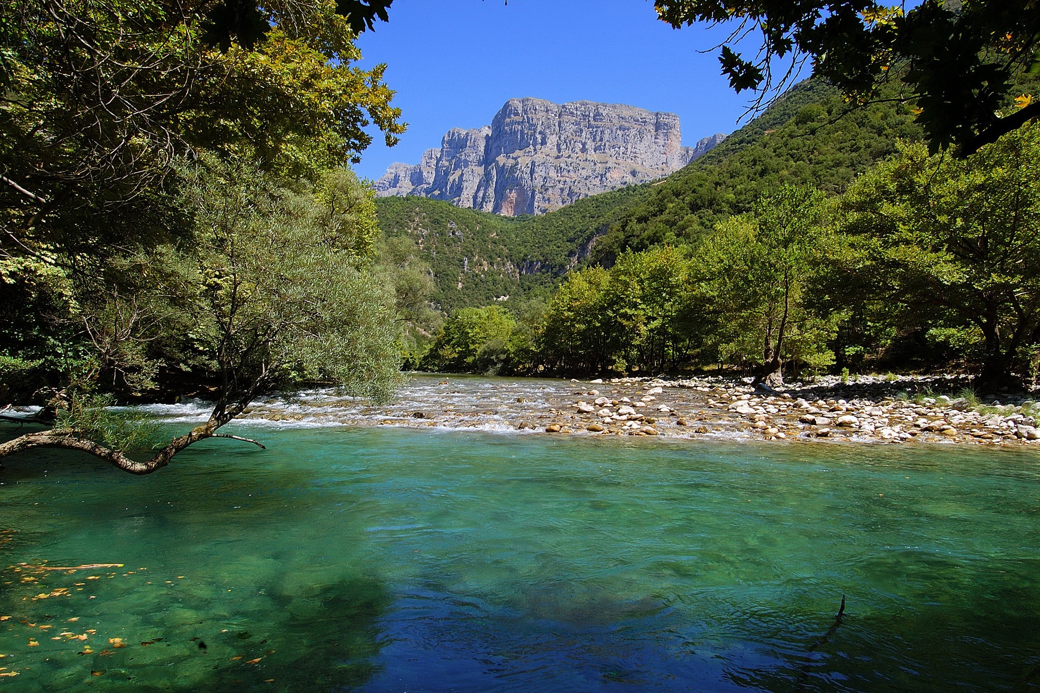 Vikos Gorge river in Greece HD Wallpaper