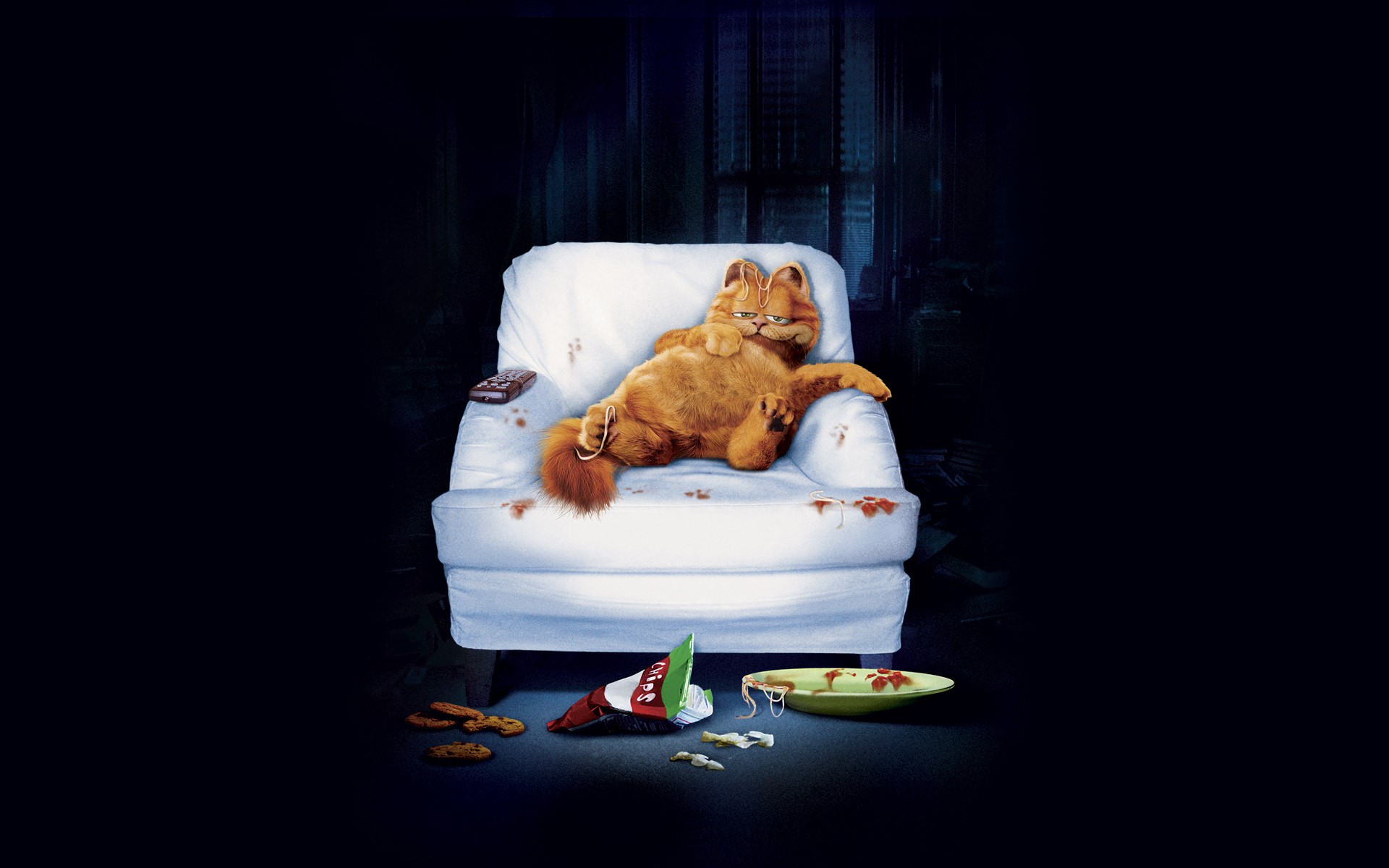 Garfield the Cat on a White Armchair HD Wallpaper