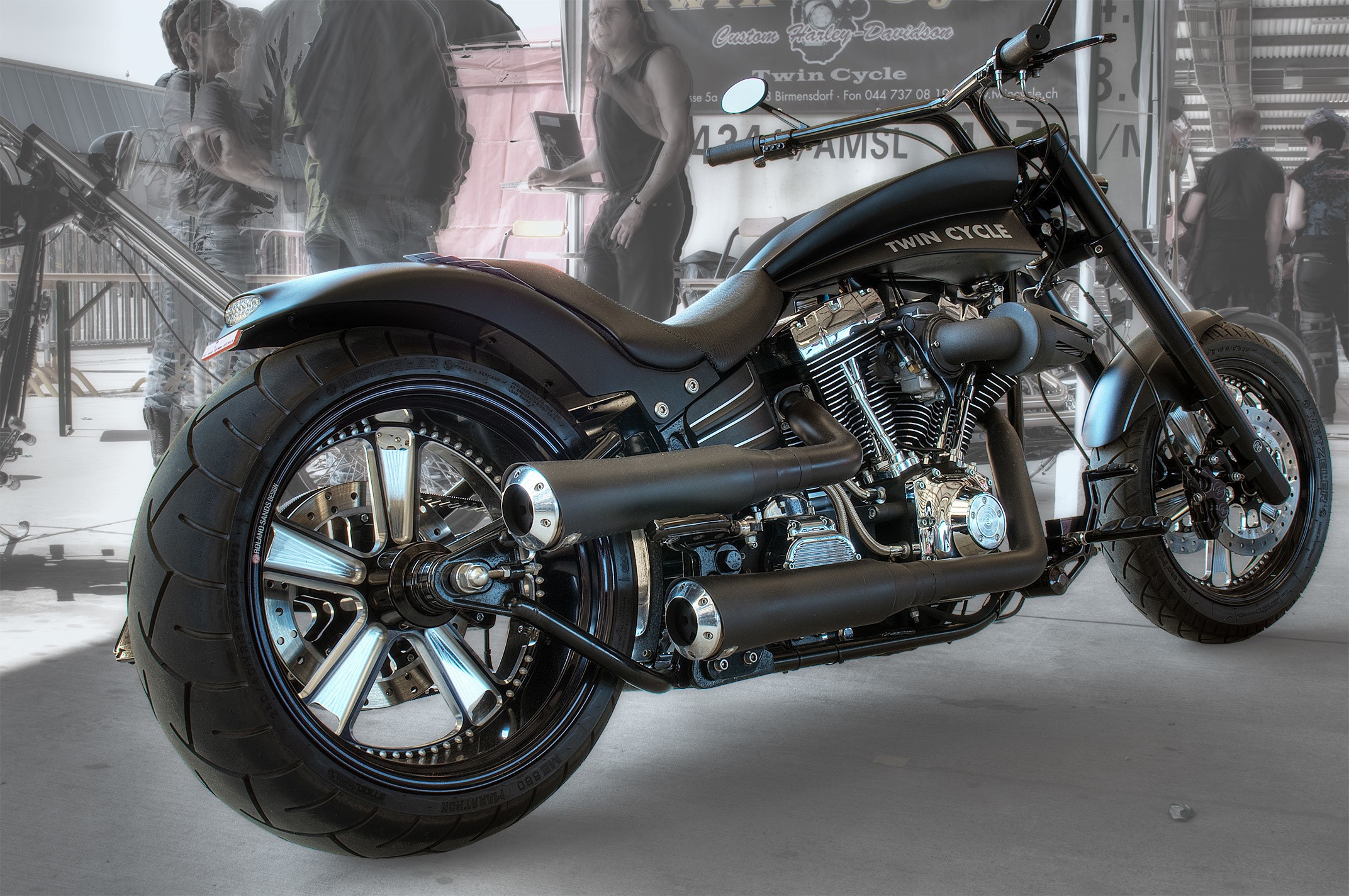 Custom Harley-Davidson Twin Cycle Motorcycle HD Wallpaper