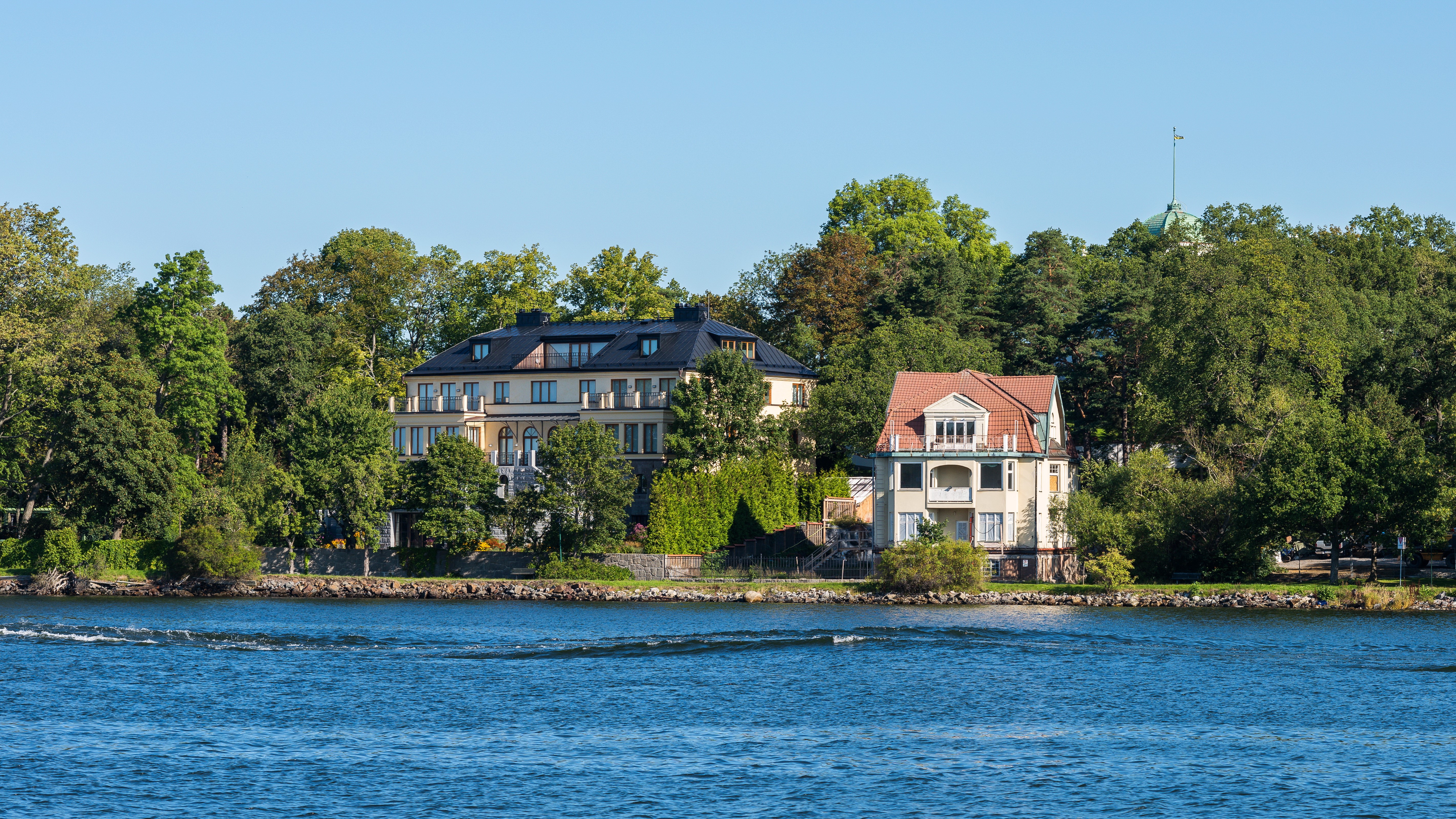 Houses on the shore in Stockholm, Sweden HD Wallpaper