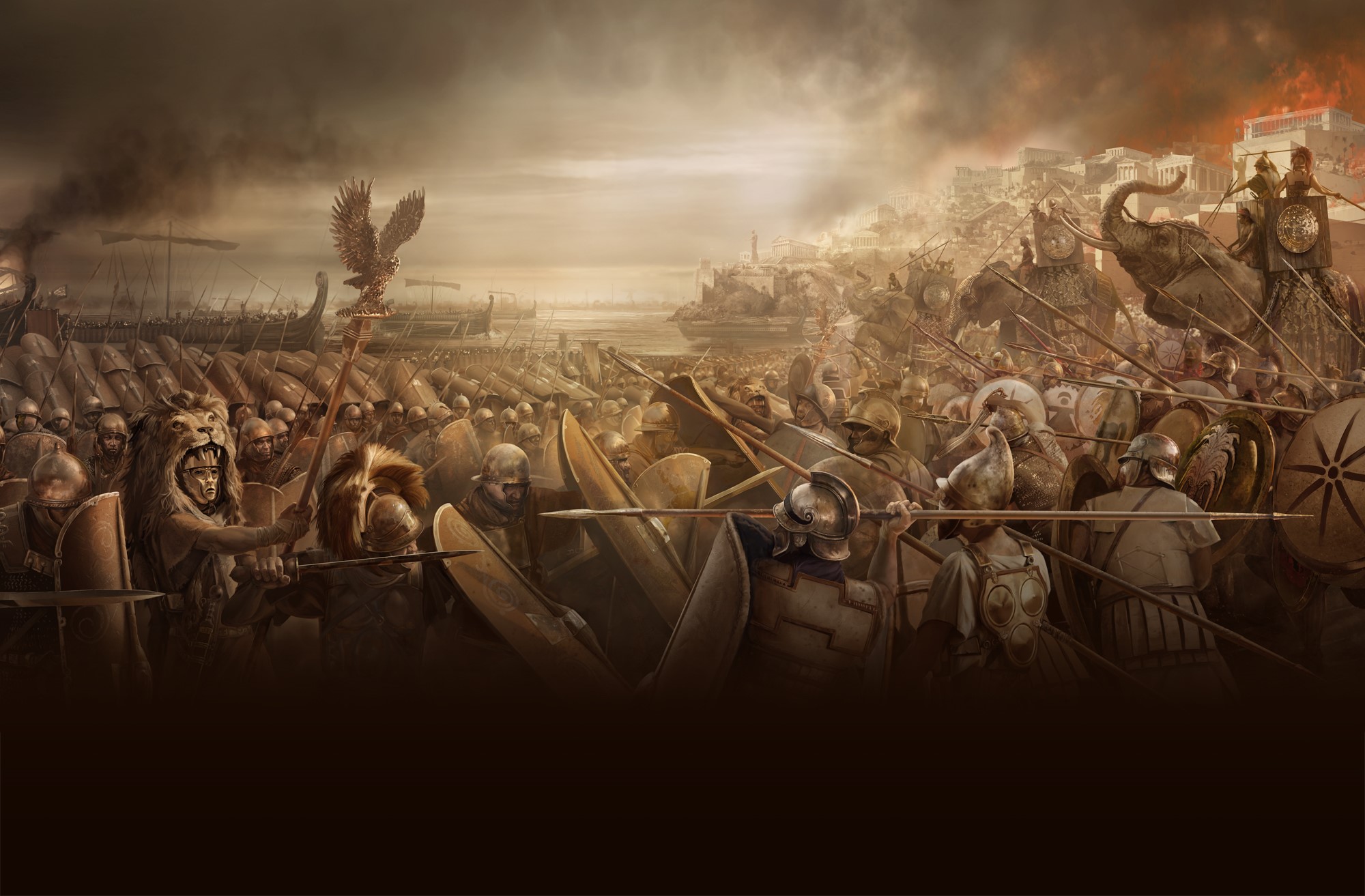 Rome: Total War battle with soldiers, shields, and spears HD Wallpaper