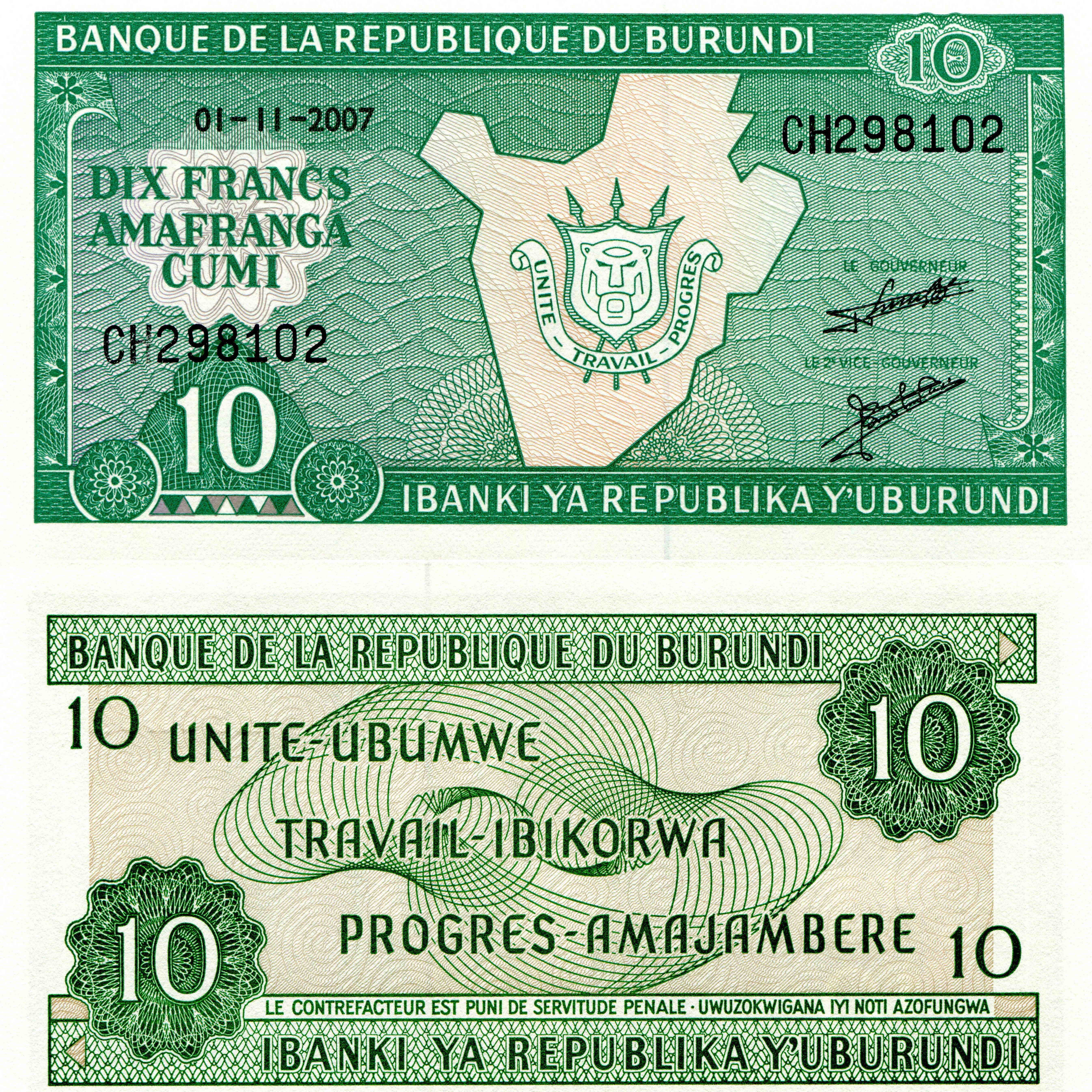10 Francs Burundi Banknote HD Wallpaper