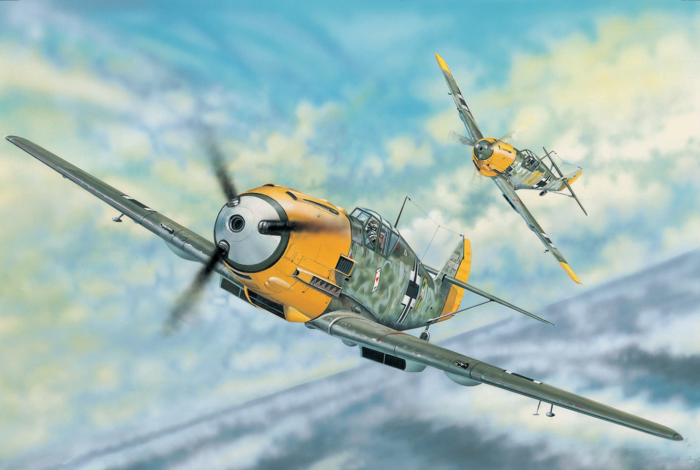 Messerschmitt Bf 109E-3 airplanes in flight HD Wallpaper
