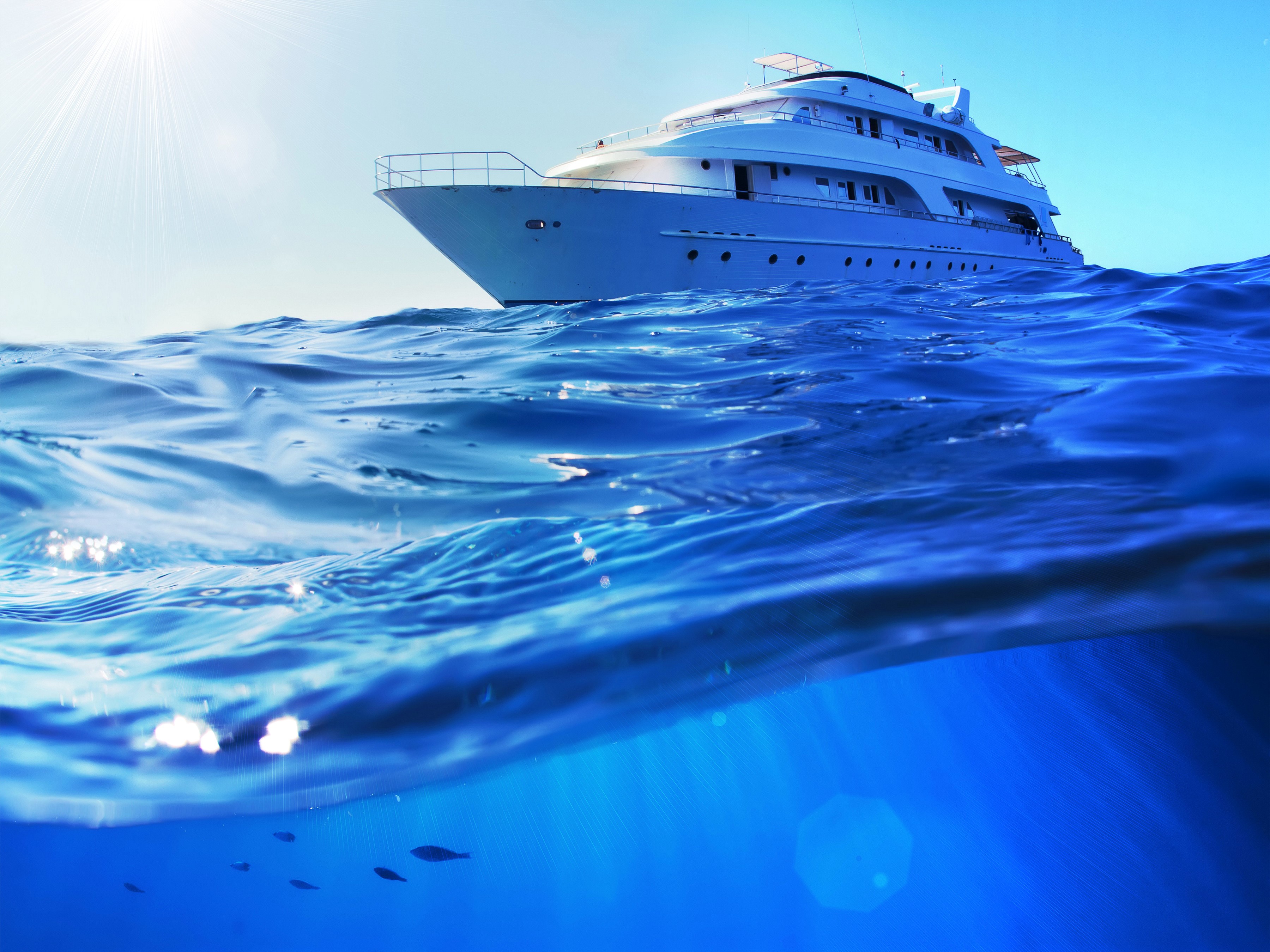 Luxury yacht sailing on the sea HD Wallpaper