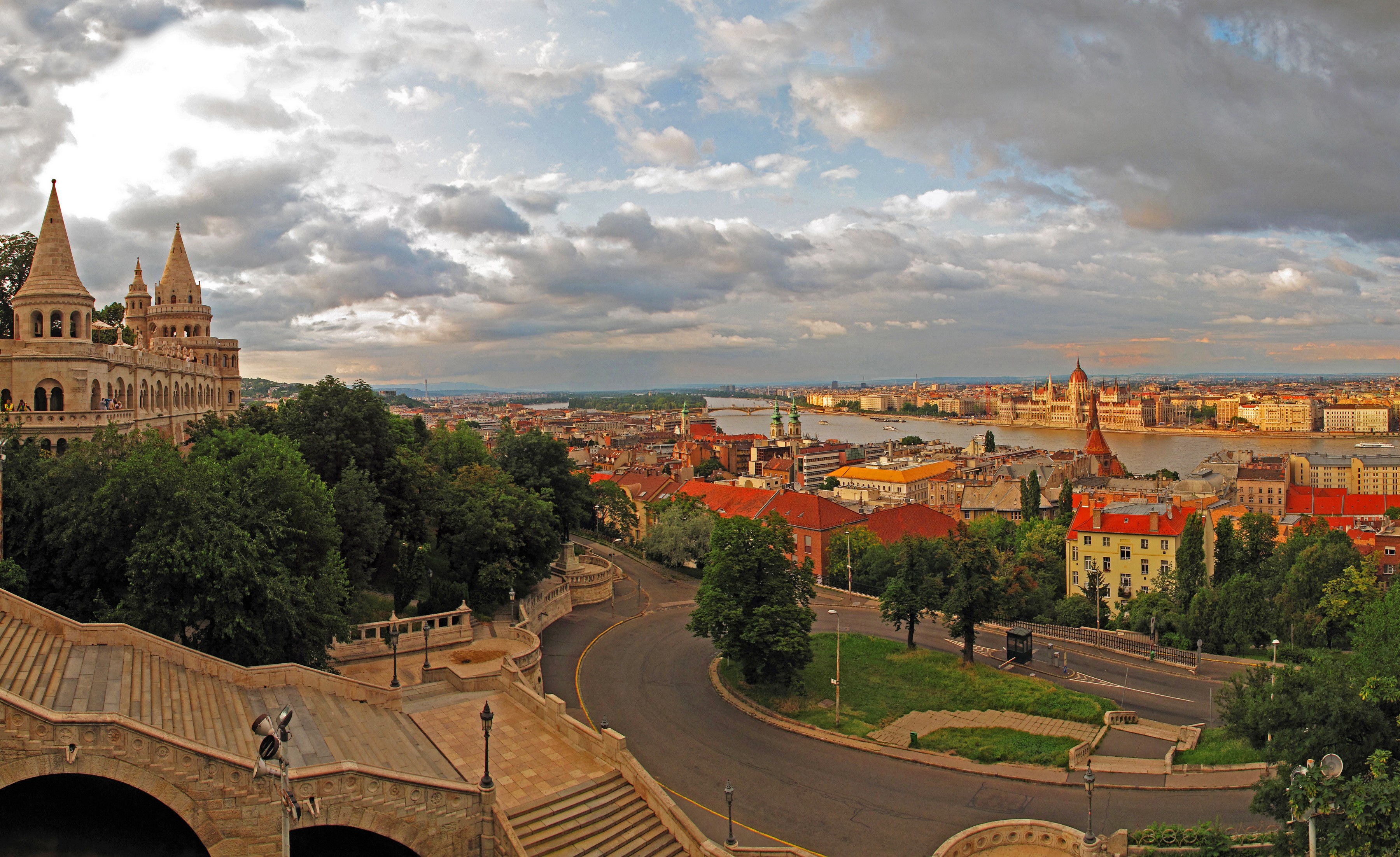 Budapest cityscape with Fisherman's Bastion and Danube River HD Wallpaper