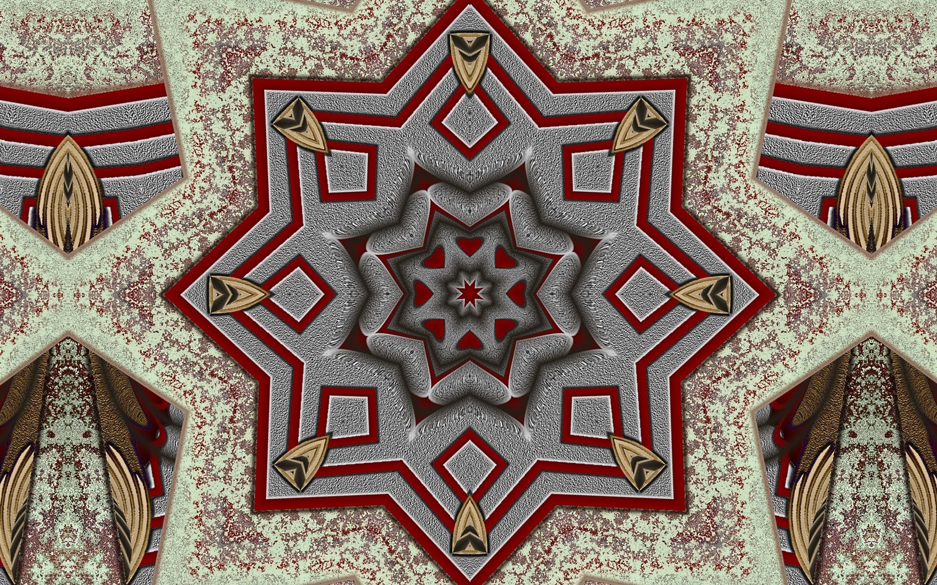 Abstract geometric star pattern with red and gray elements HD Wallpaper