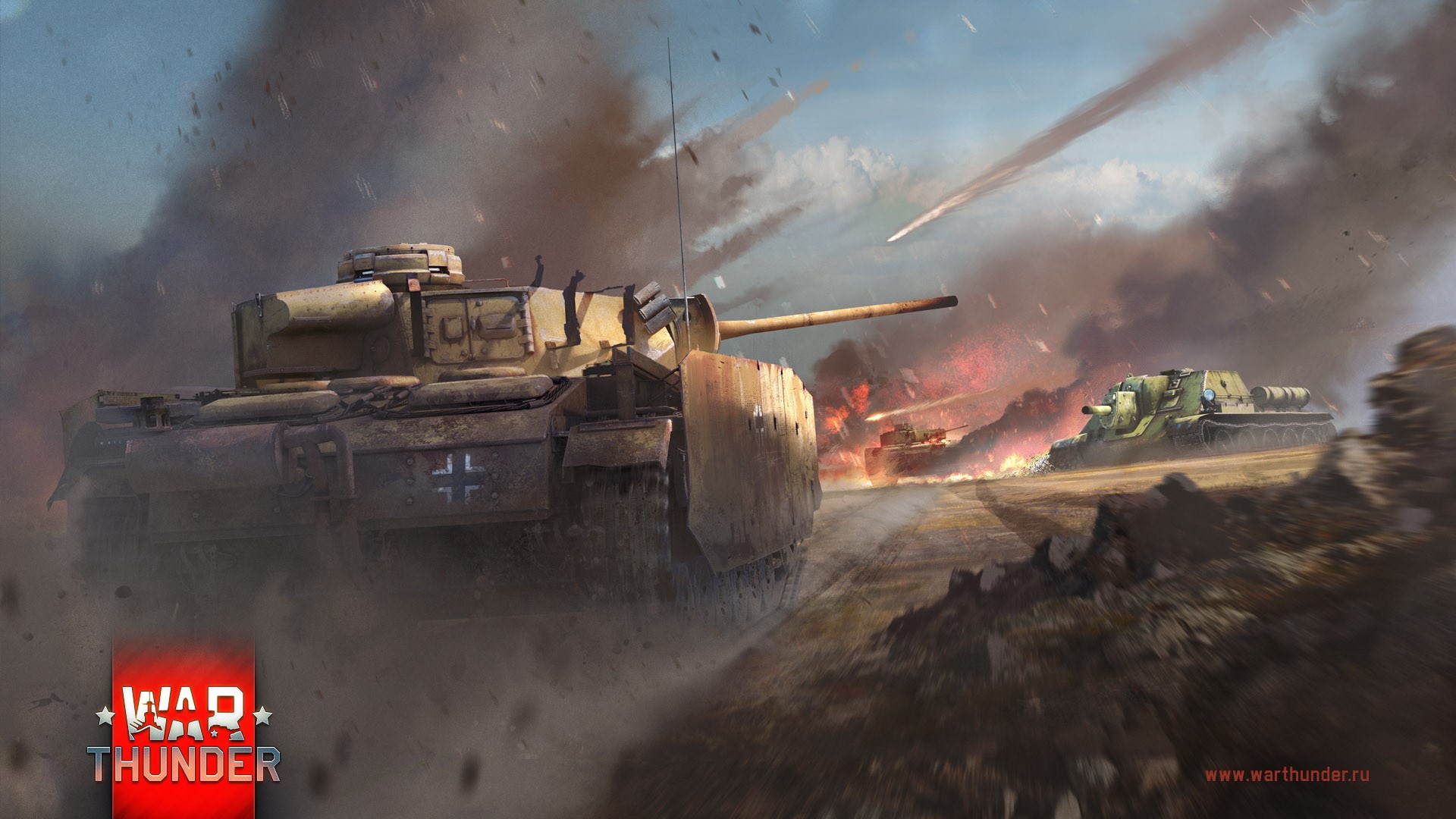 War Thunder: Su-122 vs Panzer IIIM Battle HD Wallpaper